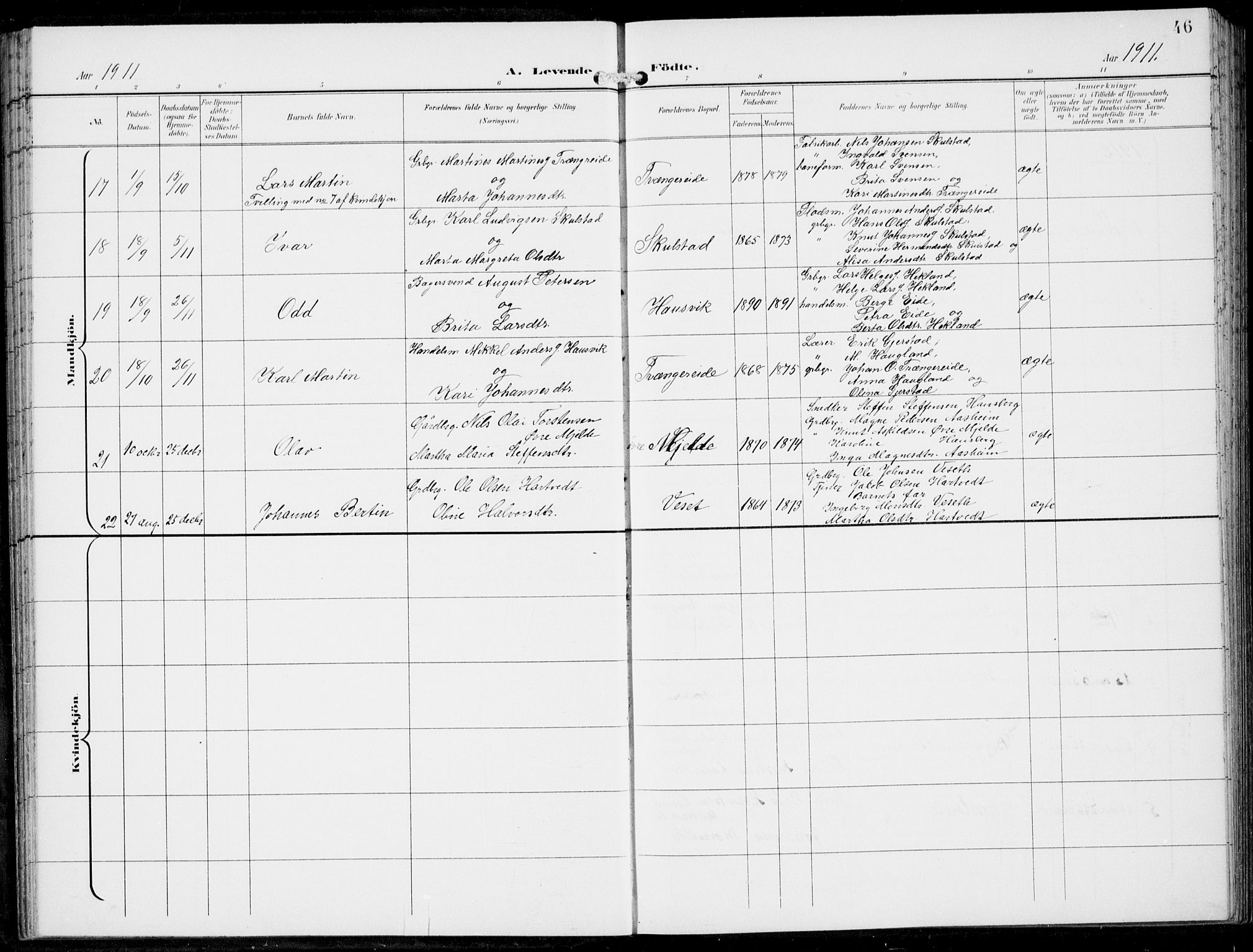Haus sokneprestembete, SAB/A-75601/H/Haa: Parish register (official) no. B  2, 1899-1912, p. 46