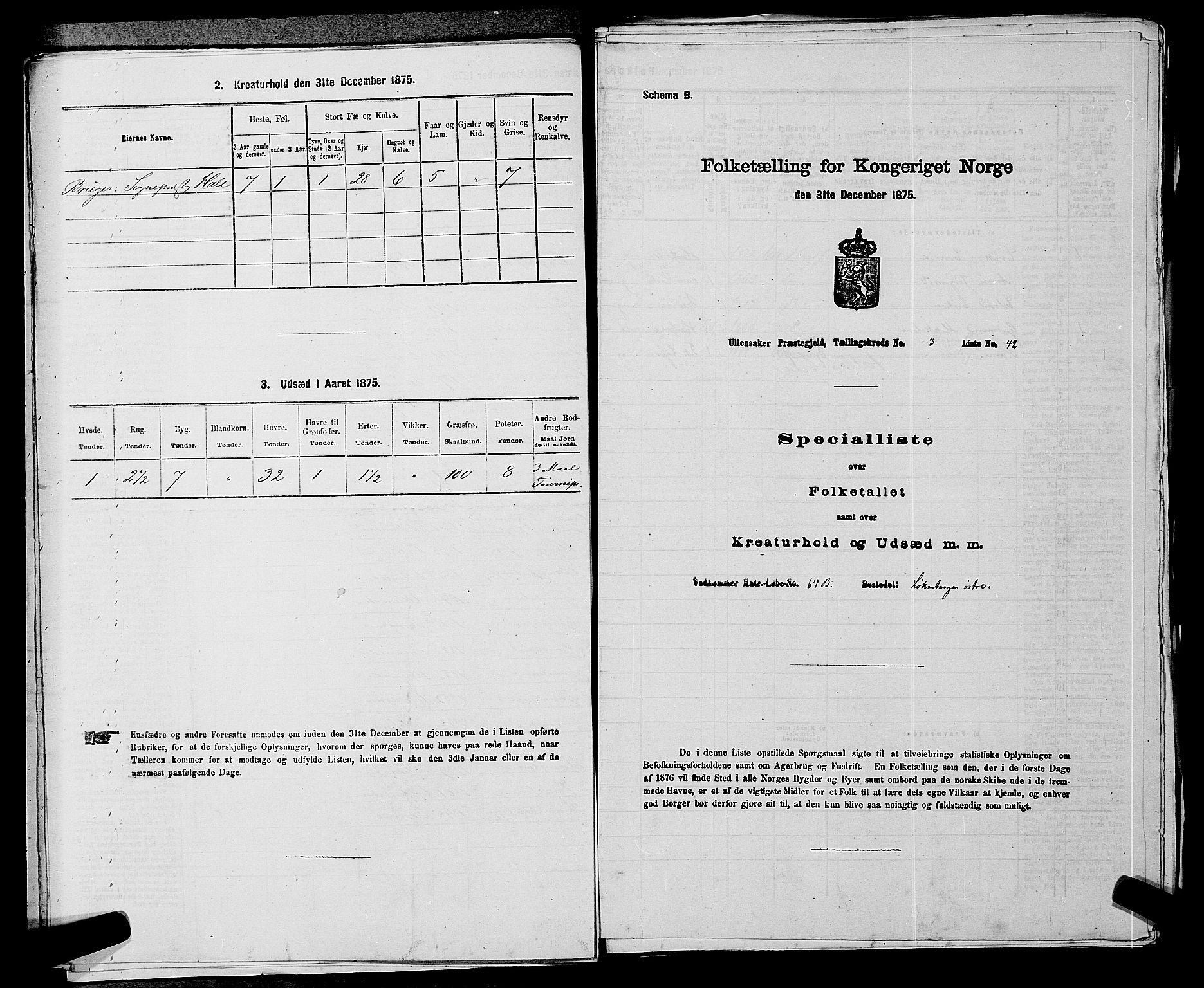 RA, 1875 census for 0235P Ullensaker, 1875, p. 342