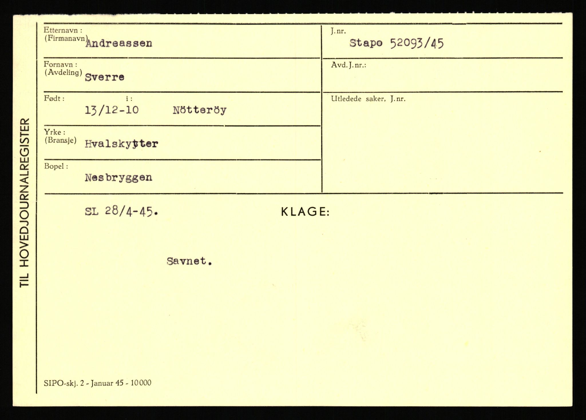 Statspolitiet - Hovedkontoret / Osloavdelingen, AV/RA-S-1329/C/Ca/L0001: Aabakken - Armann, 1943-1945, p. 3961