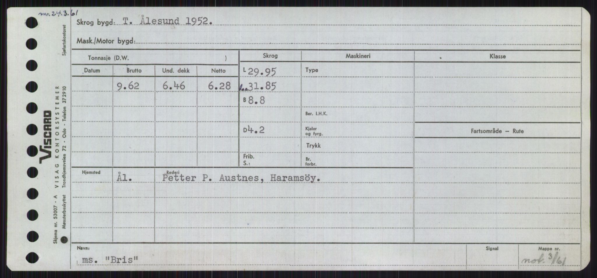 Sjøfartsdirektoratet med forløpere, Skipsmålingen, RA/S-1627/H/Ha/L0001/0002: Fartøy, A-Eig / Fartøy Bjør-Eig, p. 303