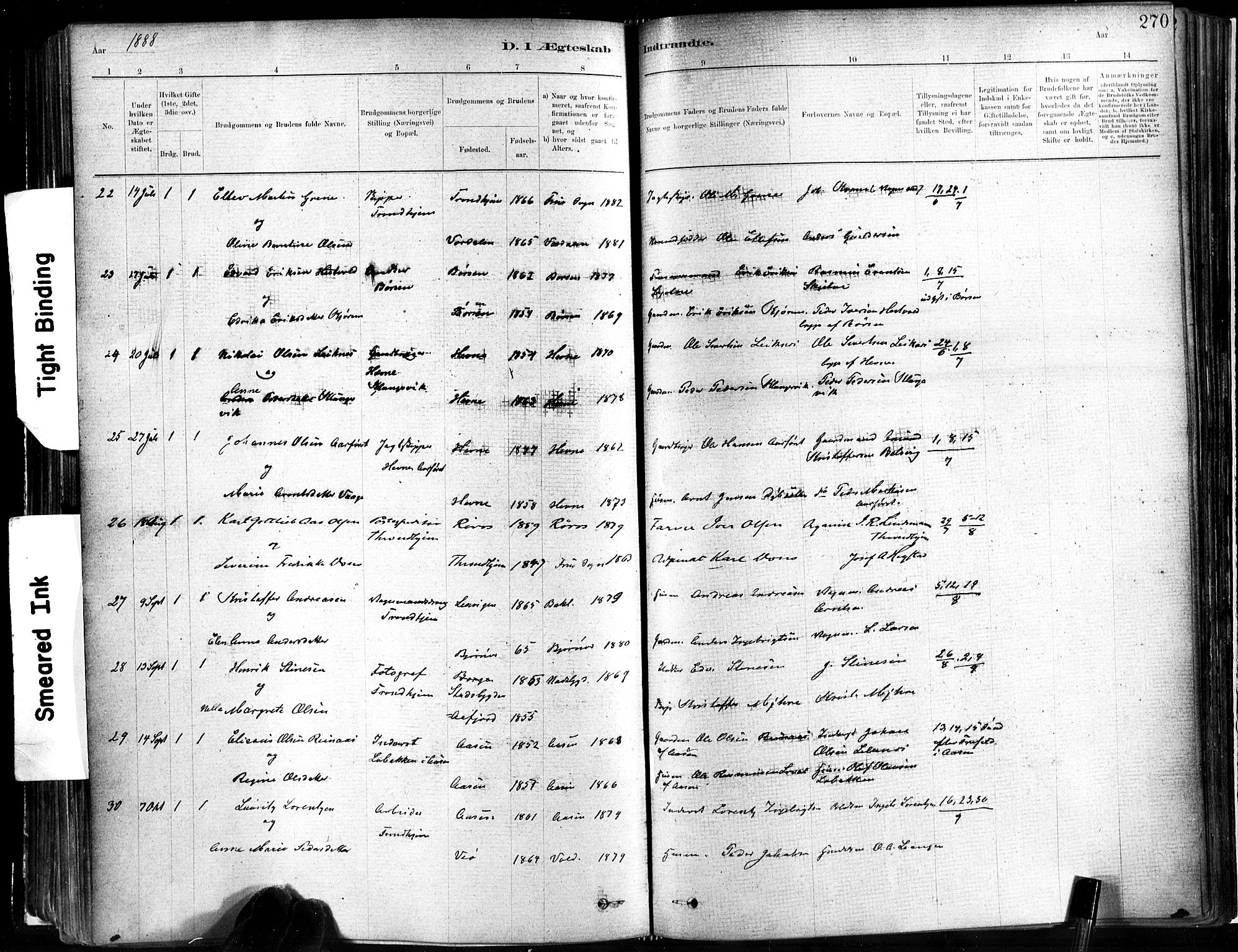 Ministerialprotokoller, klokkerbøker og fødselsregistre - Sør-Trøndelag, SAT/A-1456/602/L0119: Parish register (official) no. 602A17, 1880-1901, p. 270