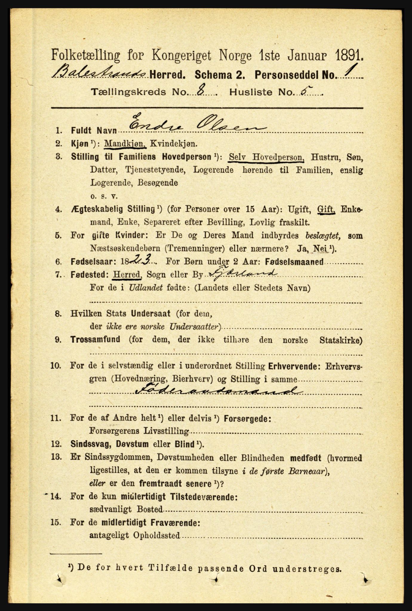 RA, 1891 census for 1418 Balestrand, 1891, p. 1752