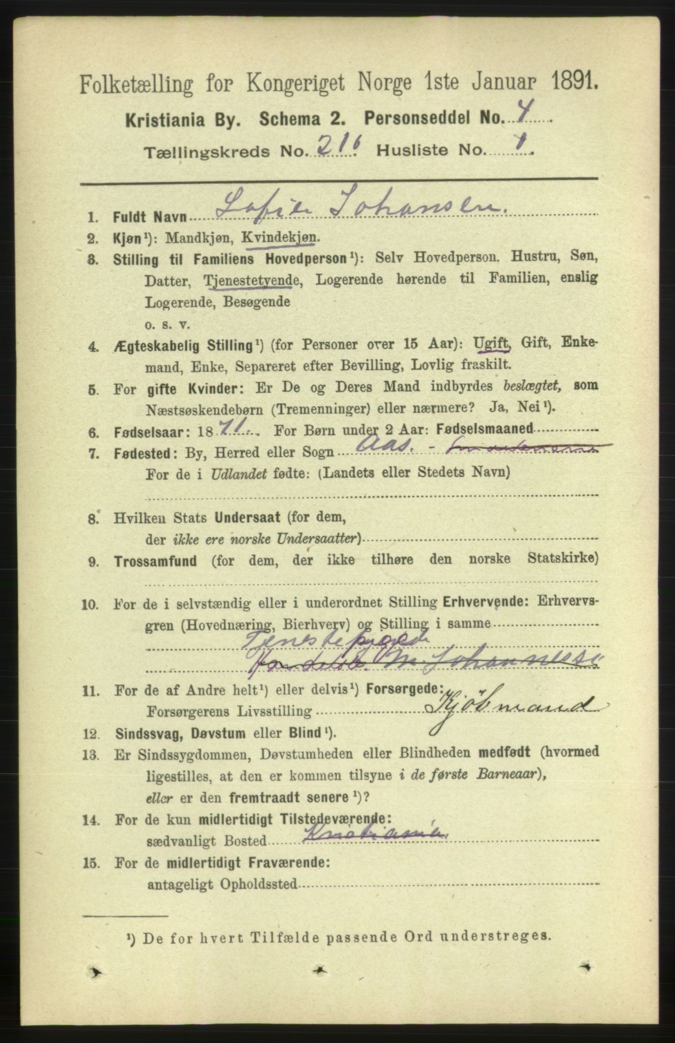 RA, 1891 census for 0301 Kristiania, 1891, p. 125359