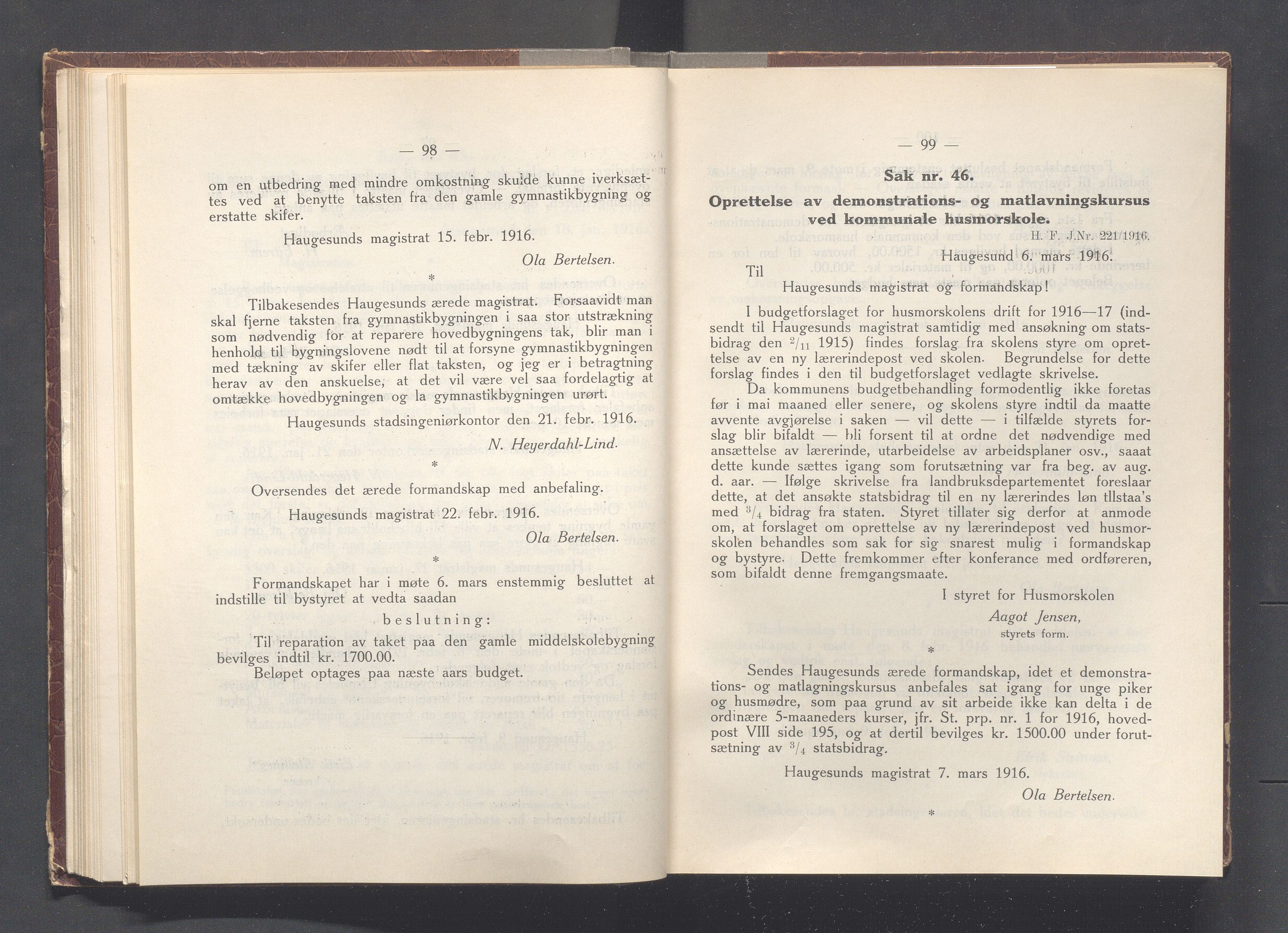 Haugesund kommune - Formannskapet og Bystyret, IKAR/A-740/A/Abb/L0002: Bystyreforhandlinger, 1908-1917, p. 720