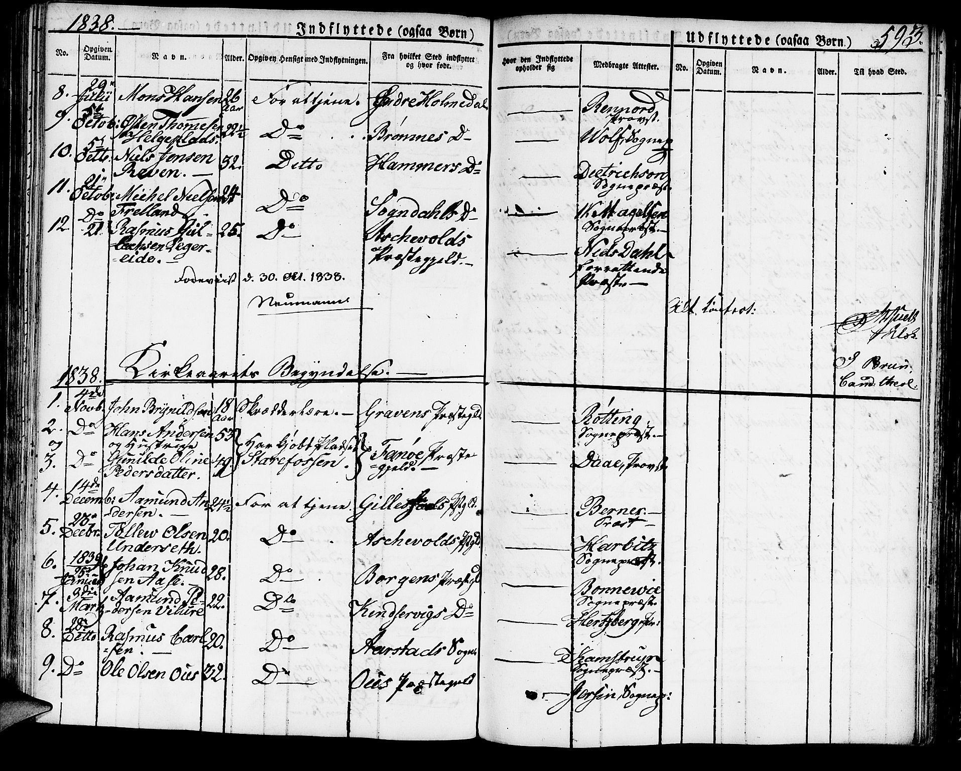 Domkirken sokneprestembete, SAB/A-74801/H/Haa/L0012: Parish register (official) no. A 12, 1821-1840, p. 593