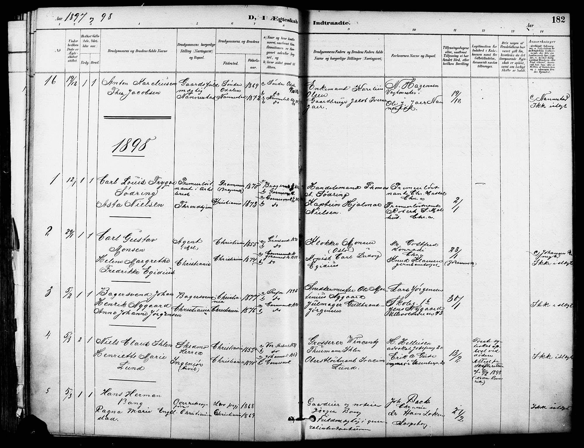 Garnisonsmenigheten Kirkebøker, SAO/A-10846/F/Fa/L0013: Parish register (official) no. 13, 1894-1904, p. 182