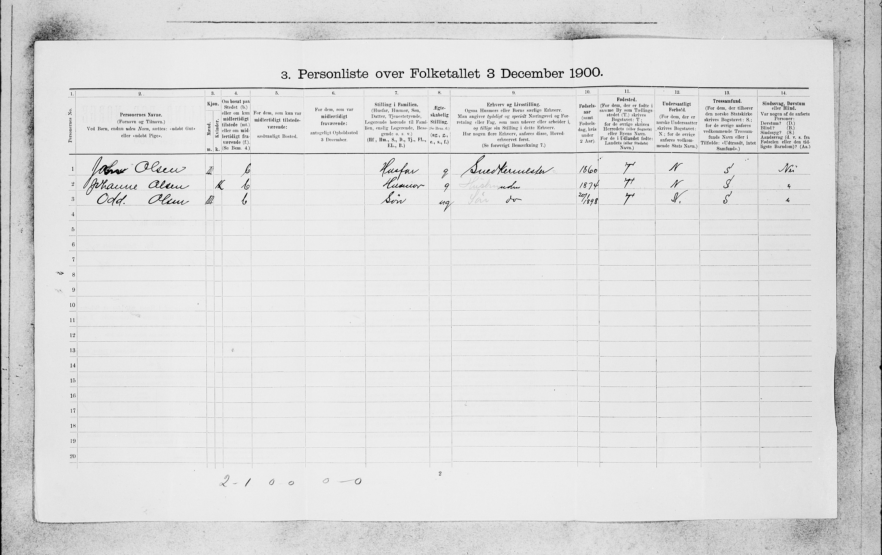 SAB, 1900 census for Bergen, 1900, p. 2829