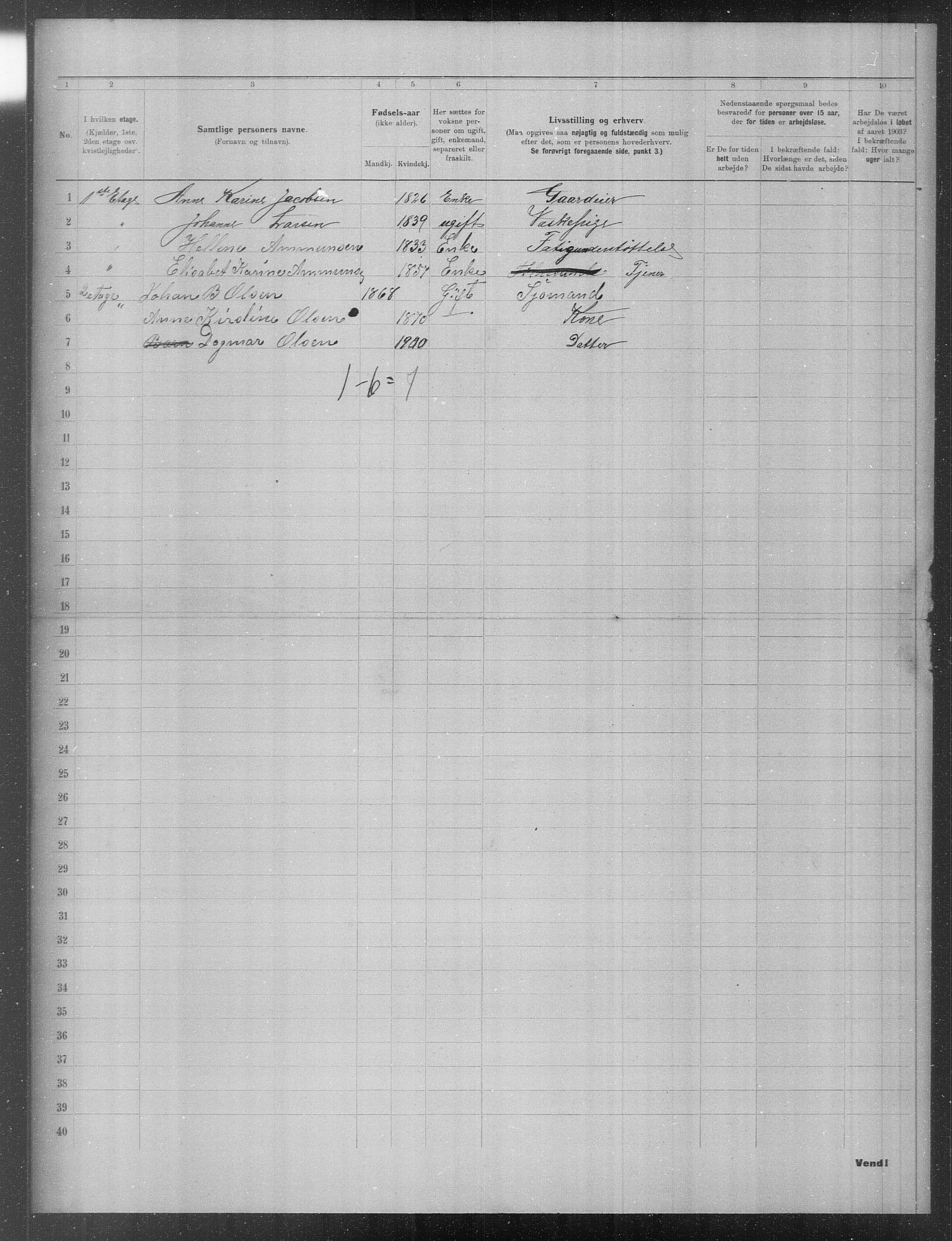 OBA, Municipal Census 1903 for Kristiania, 1903, p. 18551