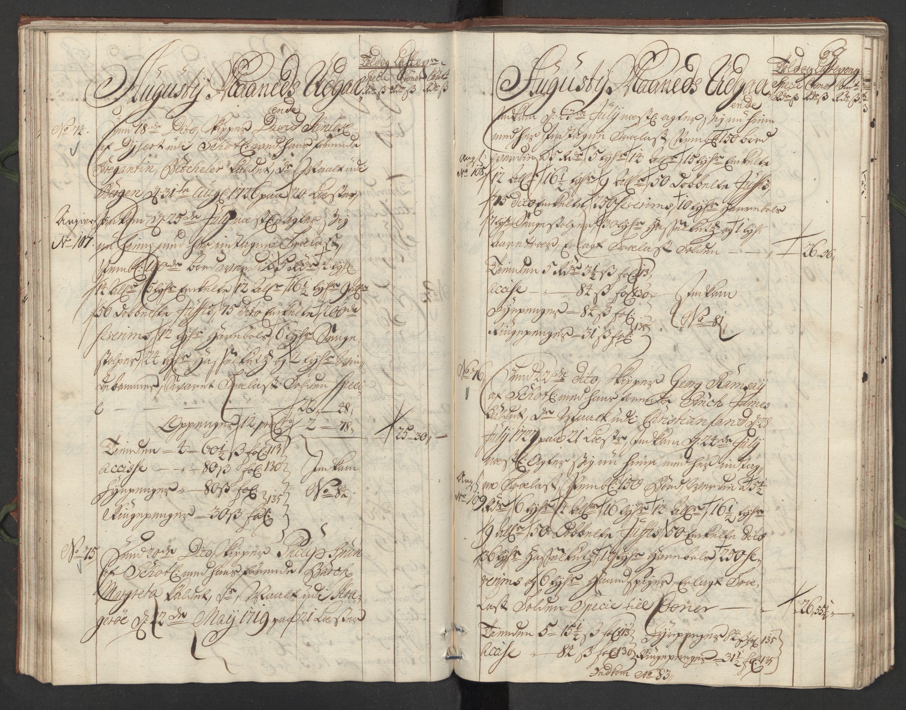 Generaltollkammeret, tollregnskaper, AV/RA-EA-5490/R24/L0008/0001: Tollregnskaper Sunnhordland / Hovedtollbok, 1731, p. 68b-69a