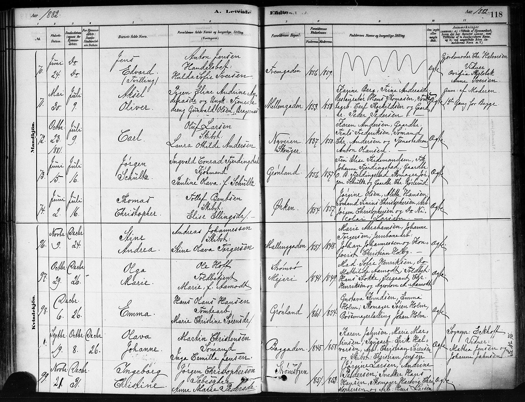 Strømsø kirkebøker, SAKO/A-246/F/Fa/L0021: Parish register (official) no. I 21, 1878-1885, p. 118