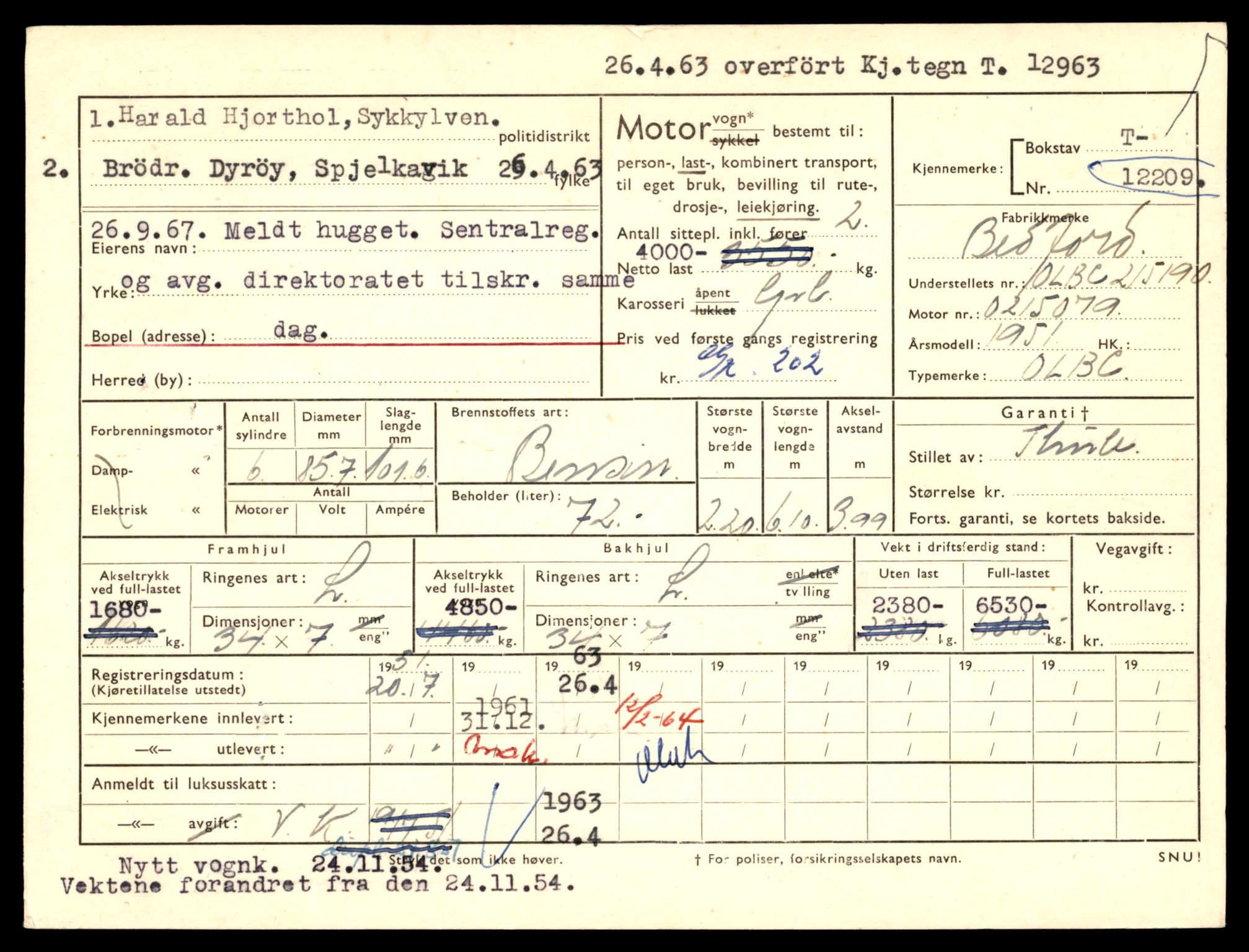 Møre og Romsdal vegkontor - Ålesund trafikkstasjon, AV/SAT-A-4099/F/Fe/L0036: Registreringskort for kjøretøy T 12831 - T 13030, 1927-1998, p. 1969