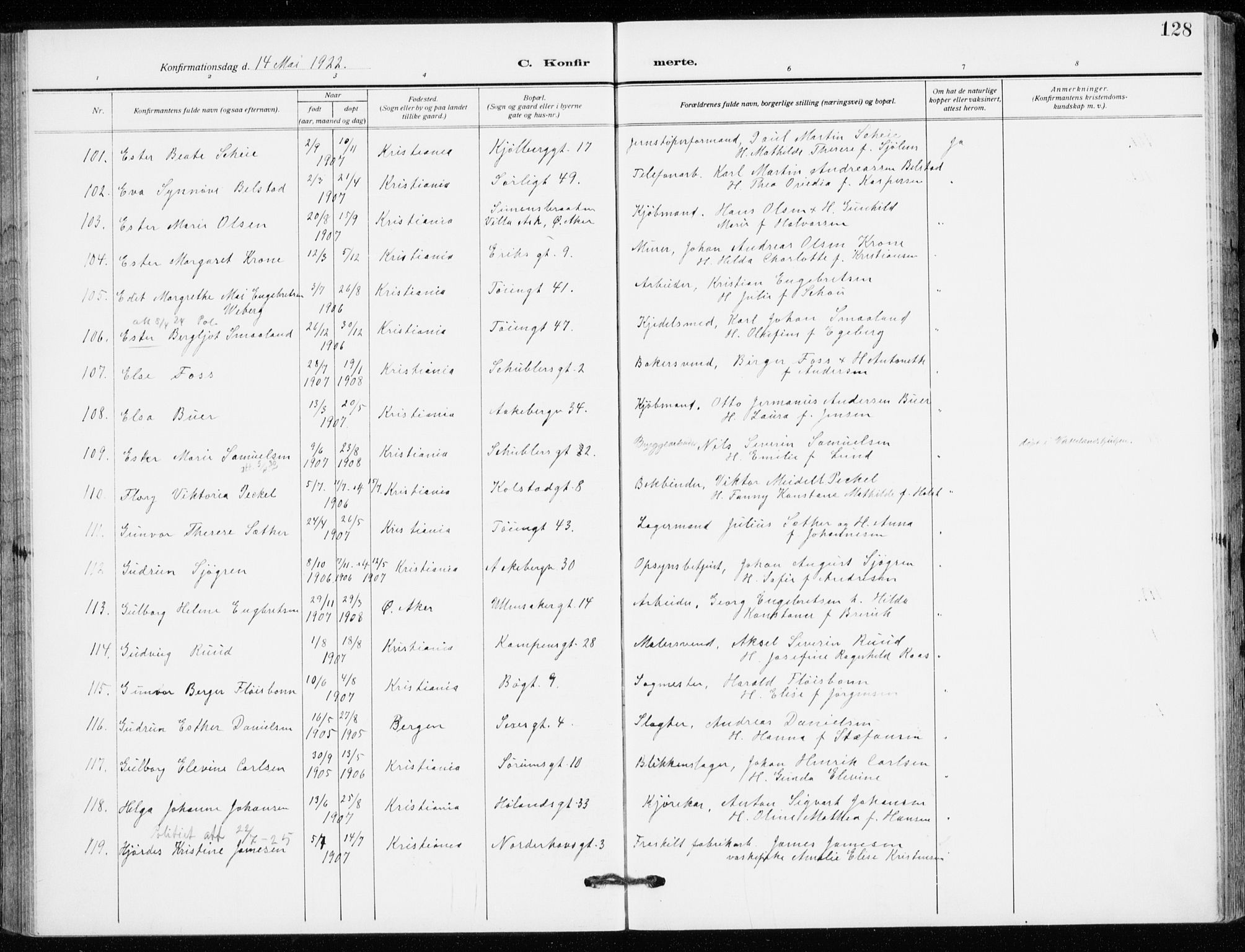 Kampen prestekontor Kirkebøker, AV/SAO-A-10853/F/Fa/L0013: Parish register (official) no. I 13, 1917-1922, p. 128