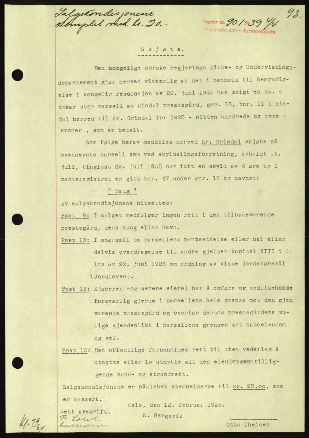 Nordmøre sorenskriveri, AV/SAT-A-4132/1/2/2Ca: Mortgage book no. A86, 1939-1939, Diary no: : 901/1939