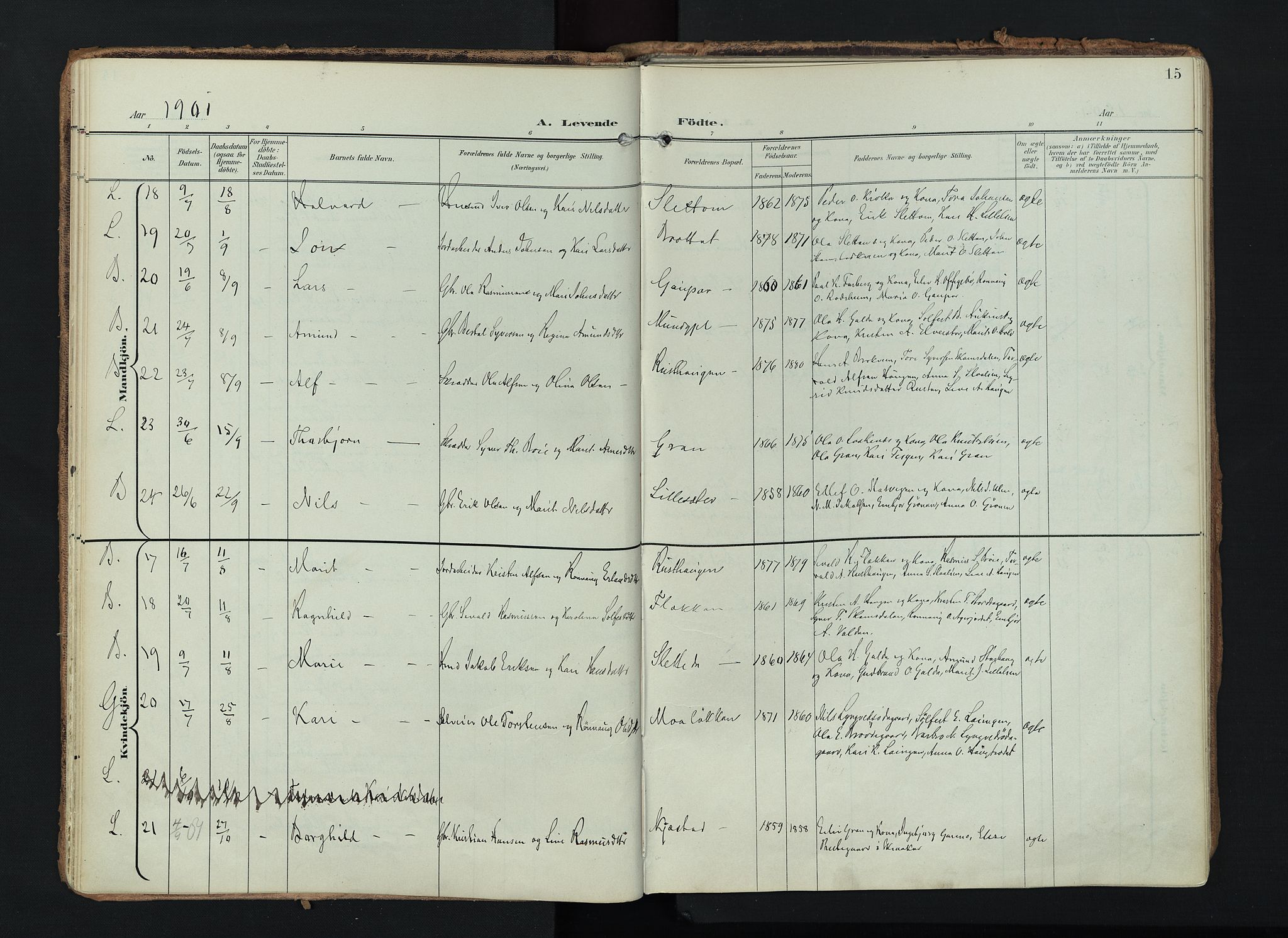 Lom prestekontor, SAH/PREST-070/K/L0010: Parish register (official) no. 10, 1899-1926, p. 15