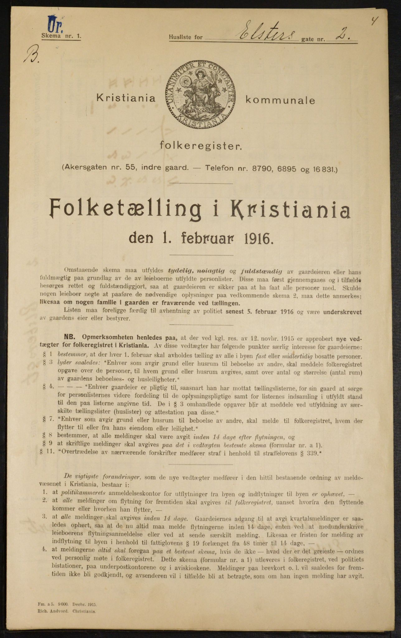 OBA, Municipal Census 1916 for Kristiania, 1916, p. 21186