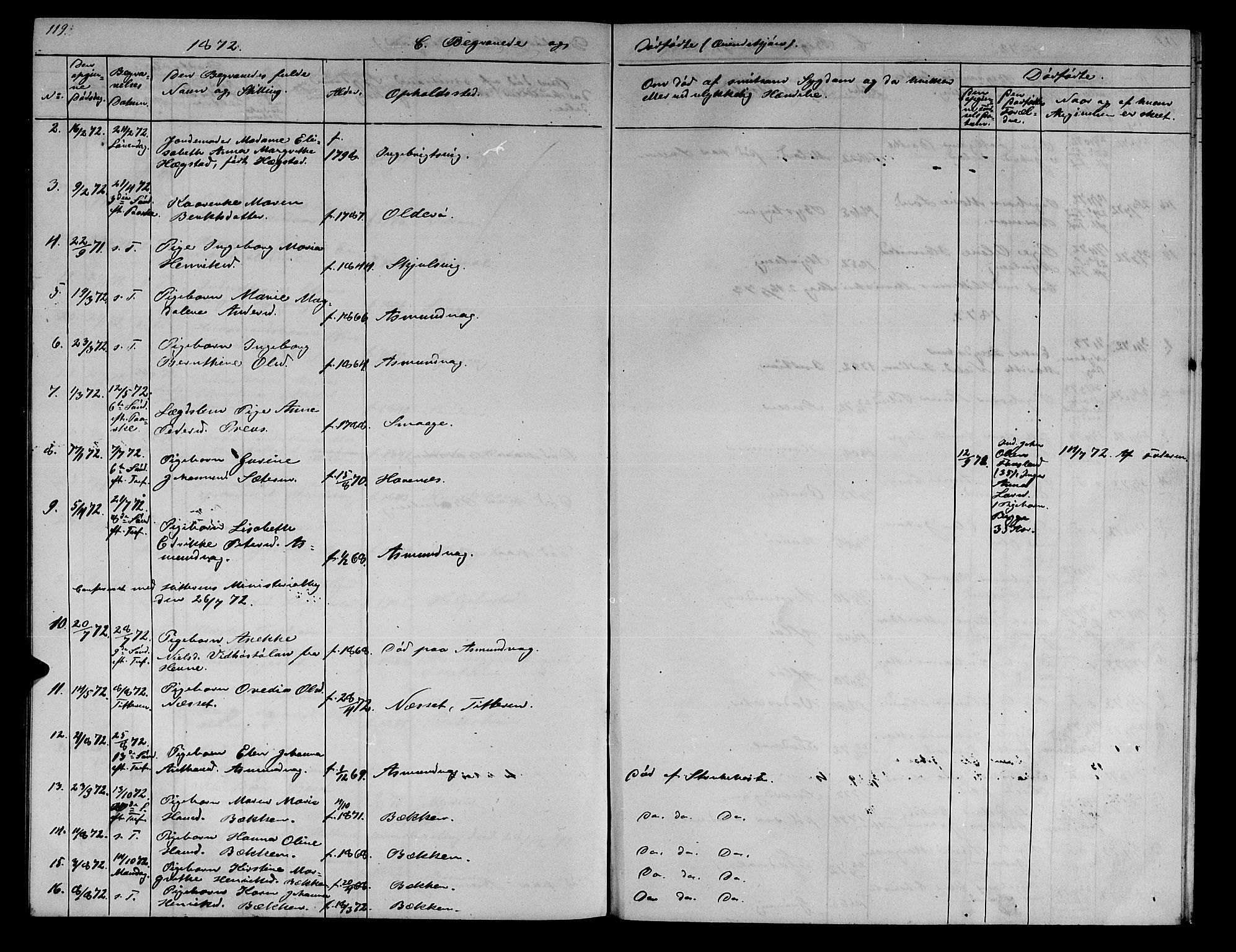 Ministerialprotokoller, klokkerbøker og fødselsregistre - Sør-Trøndelag, AV/SAT-A-1456/634/L0539: Parish register (copy) no. 634C01, 1866-1873, p. 119