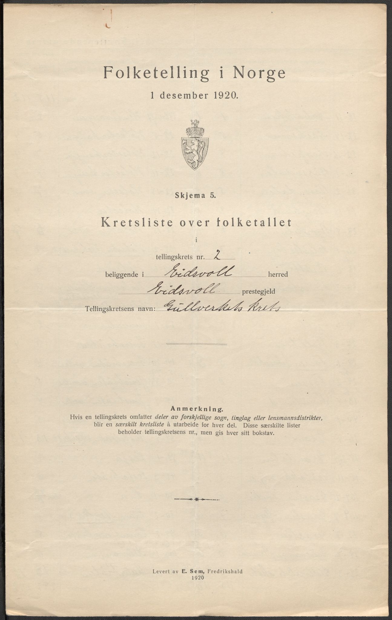 SAO, 1920 census for Eidsvoll, 1920, p. 13