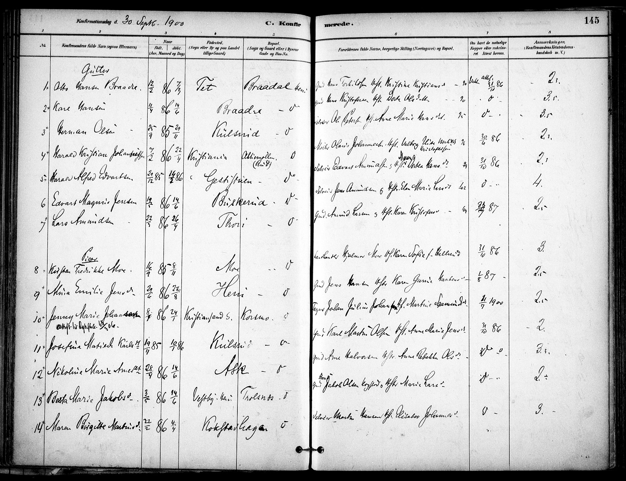 Gjerdrum prestekontor Kirkebøker, AV/SAO-A-10412b/F/Fb/L0001: Parish register (official) no. II 1, 1881-1921, p. 145