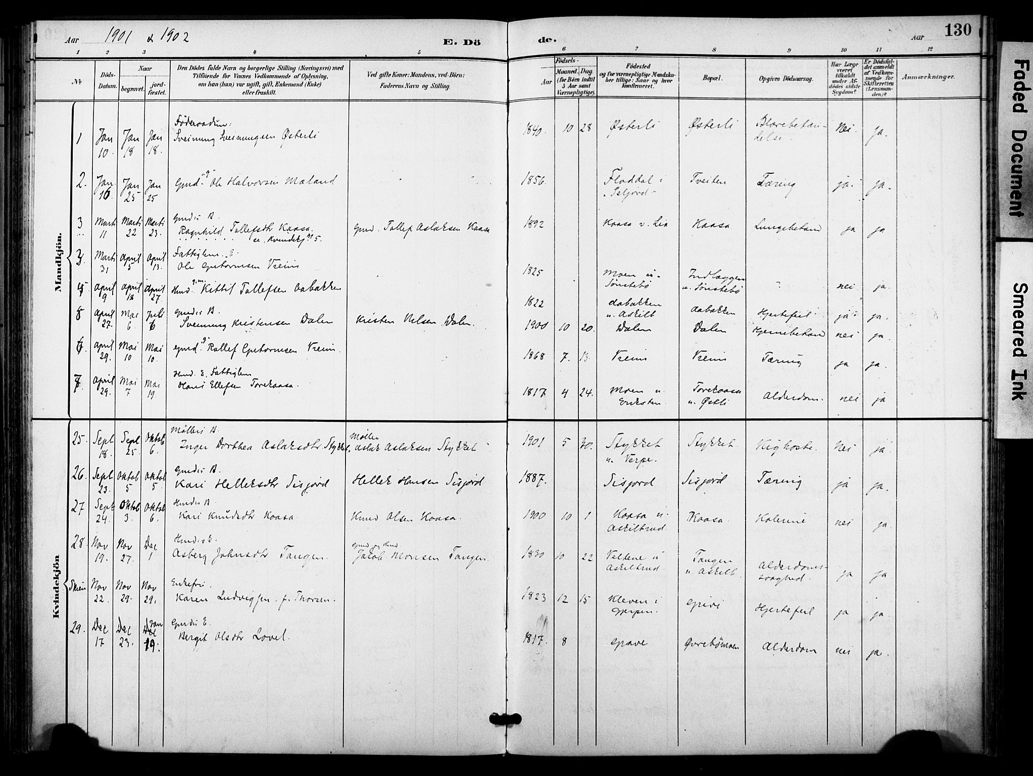 Bø kirkebøker, AV/SAKO-A-257/F/Fa/L0012: Parish register (official) no. 12, 1900-1908, p. 130