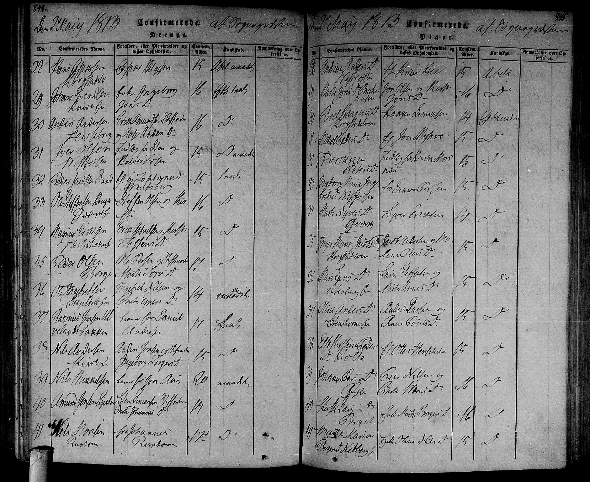 Eiker kirkebøker, AV/SAKO-A-4/F/Fa/L0010: Parish register (official) no. I 10, 1806-1815, p. 842-843