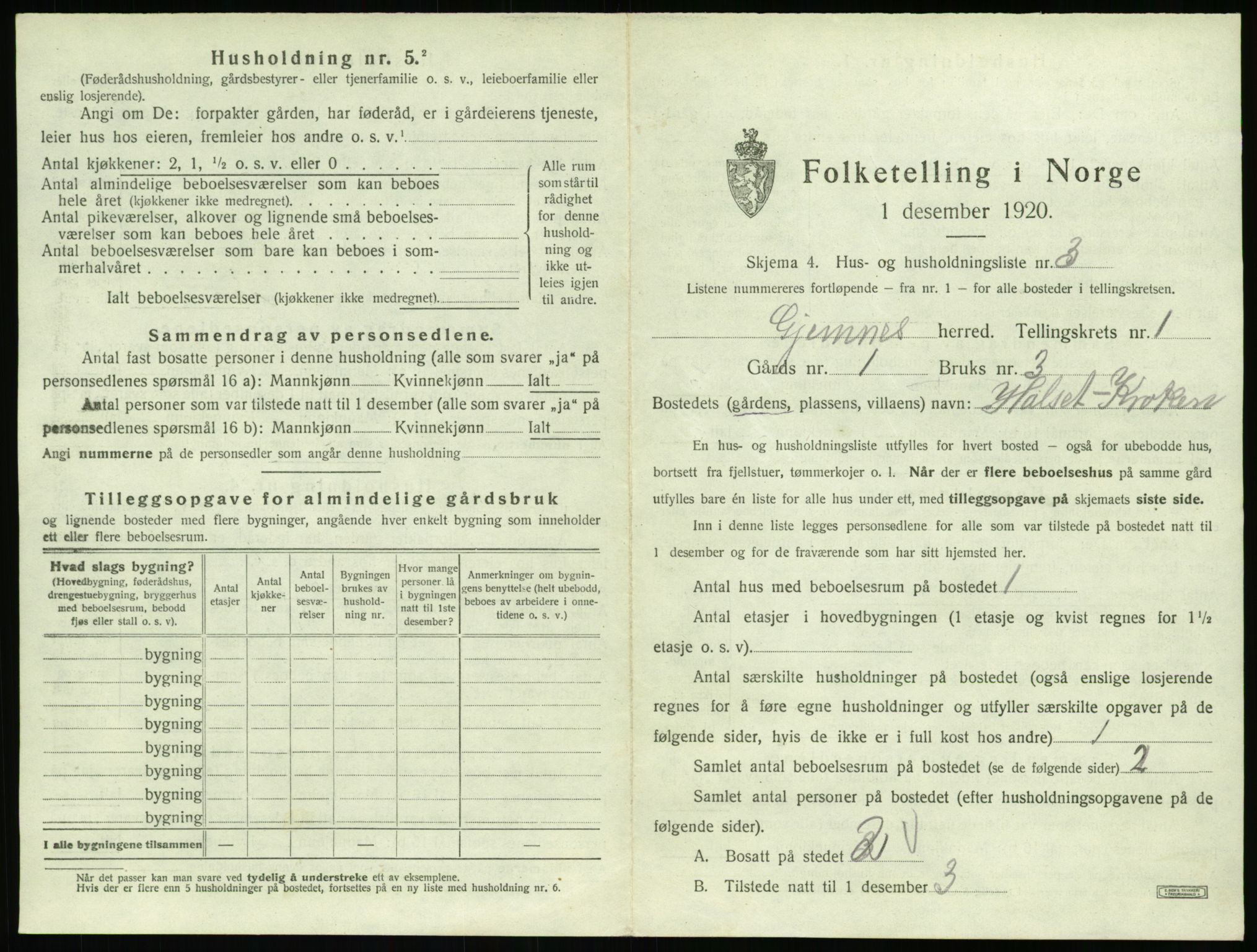 SAT, 1920 census for Gjemnes, 1920, p. 26