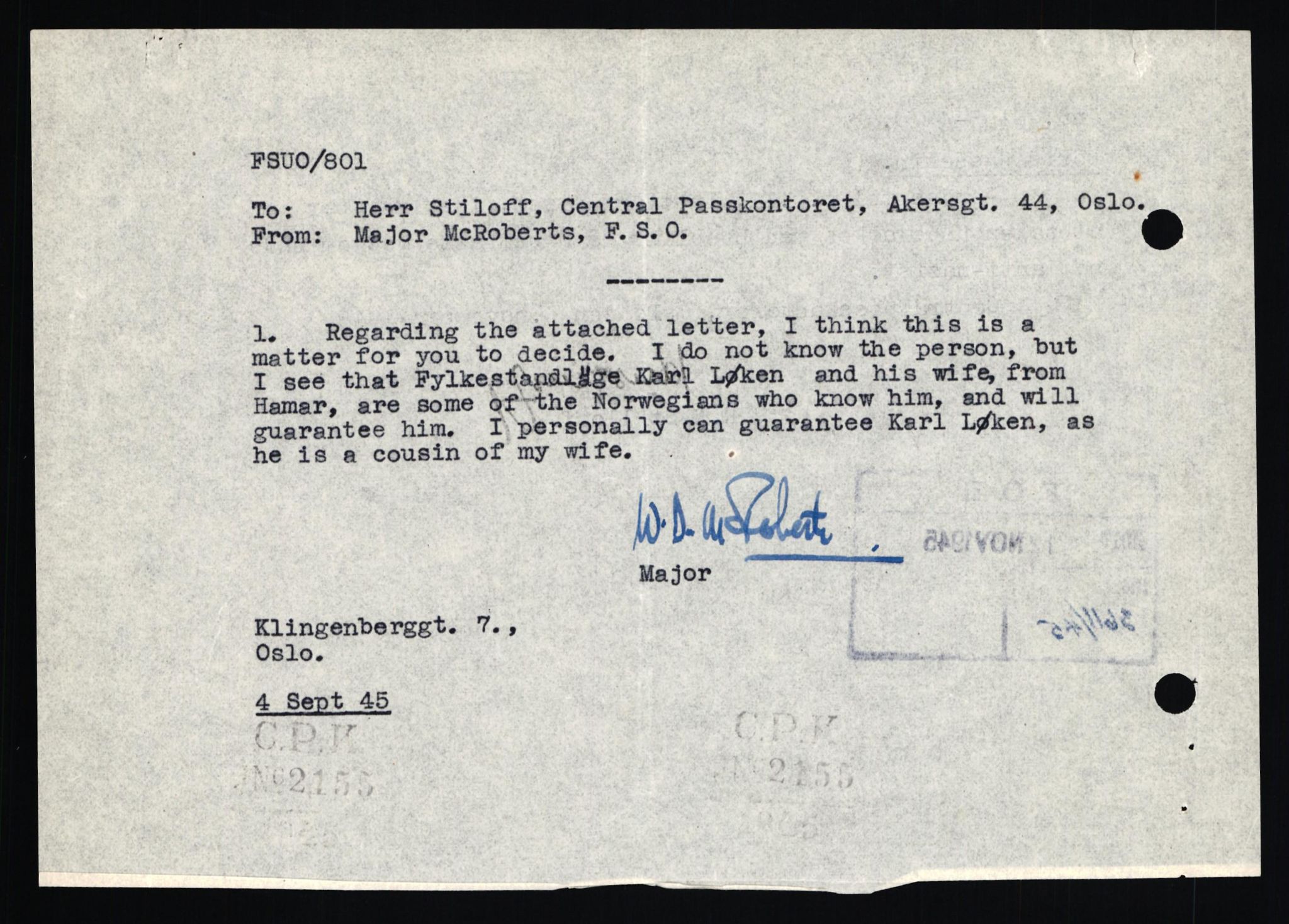 Forsvaret, Forsvarets overkommando II, AV/RA-RAFA-3915/D/Db/L0023: CI Questionaires. Tyske okkupasjonsstyrker i Norge. Tyskere., 1945-1946, p. 458