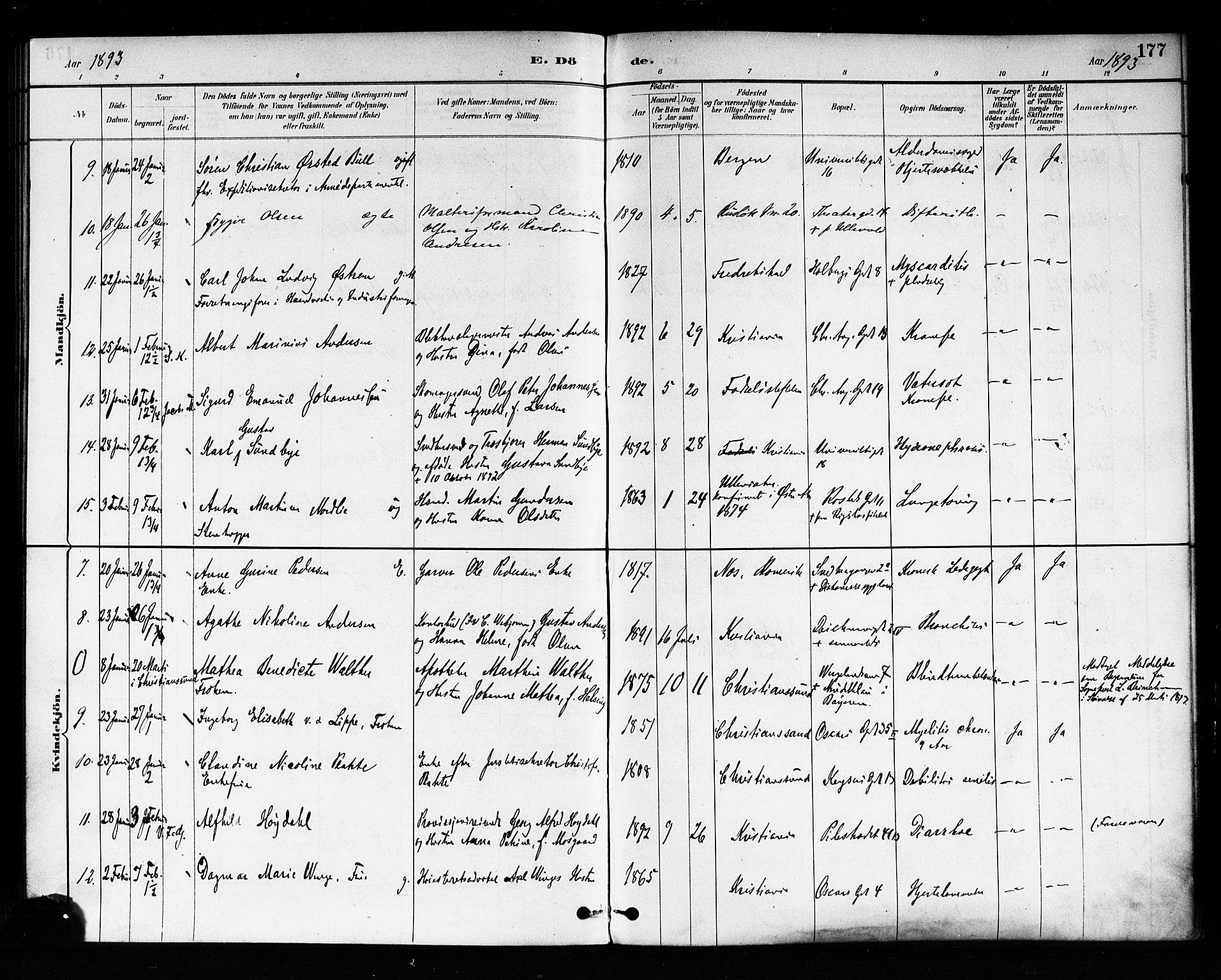 Trefoldighet prestekontor Kirkebøker, AV/SAO-A-10882/F/Fd/L0003: Parish register (official) no. IV 3, 1885-1896, p. 177
