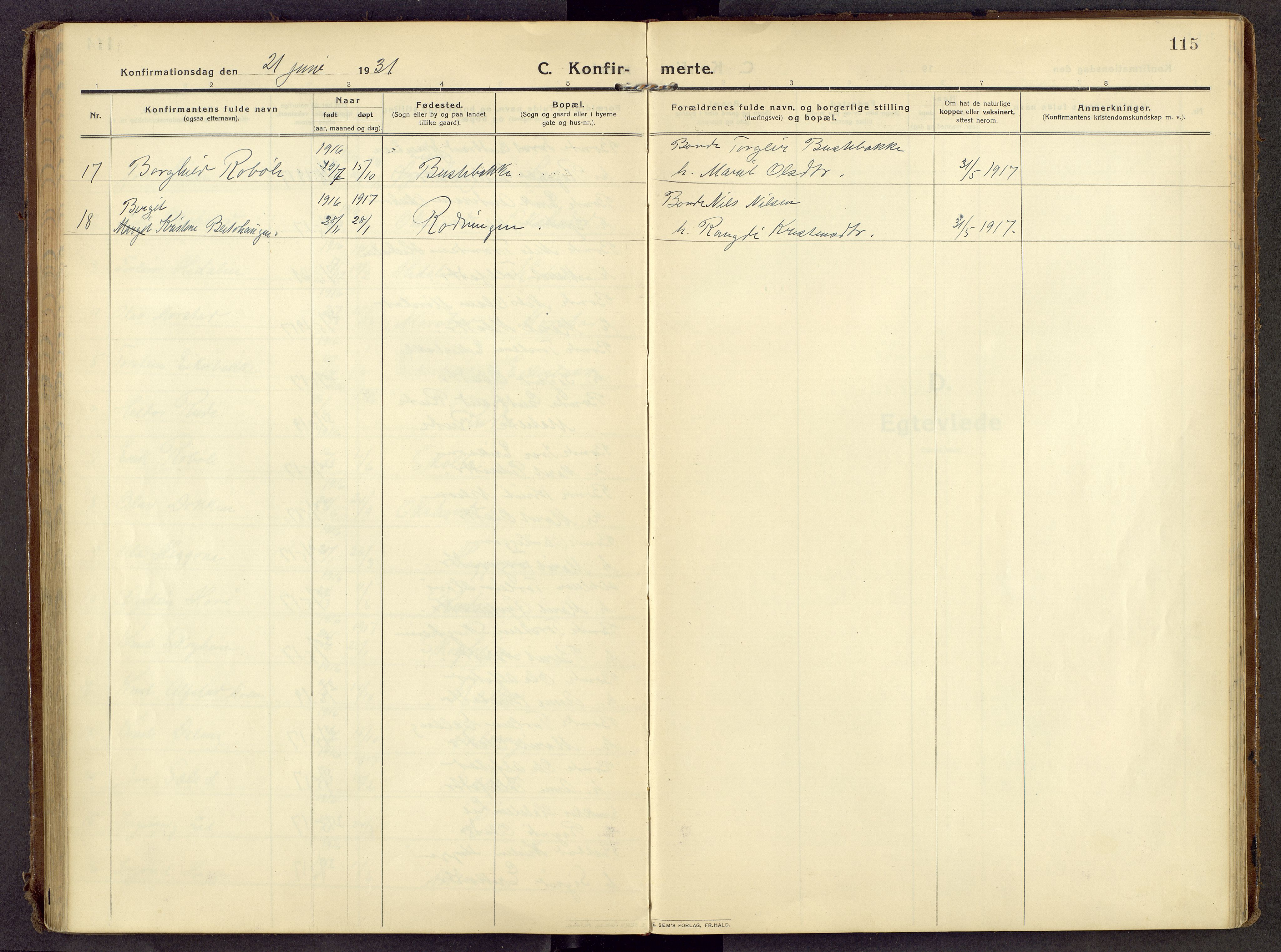 Øystre Slidre prestekontor, AV/SAH-PREST-138/H/Ha/Haa/L0007: Parish register (official) no. 7, 1911-1931, p. 115