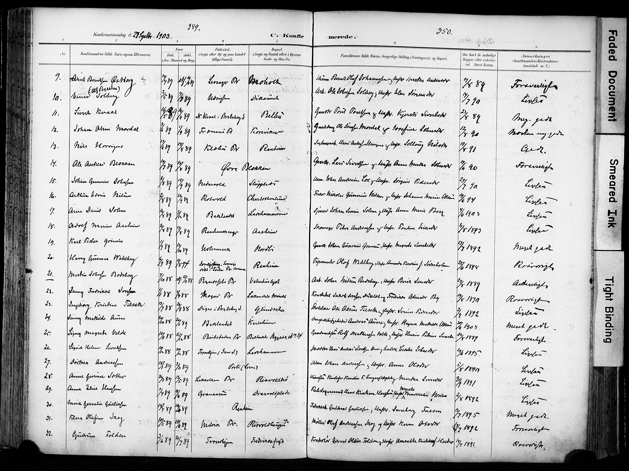 Ministerialprotokoller, klokkerbøker og fødselsregistre - Sør-Trøndelag, AV/SAT-A-1456/606/L0301: Parish register (official) no. 606A16, 1894-1907, p. 349-350