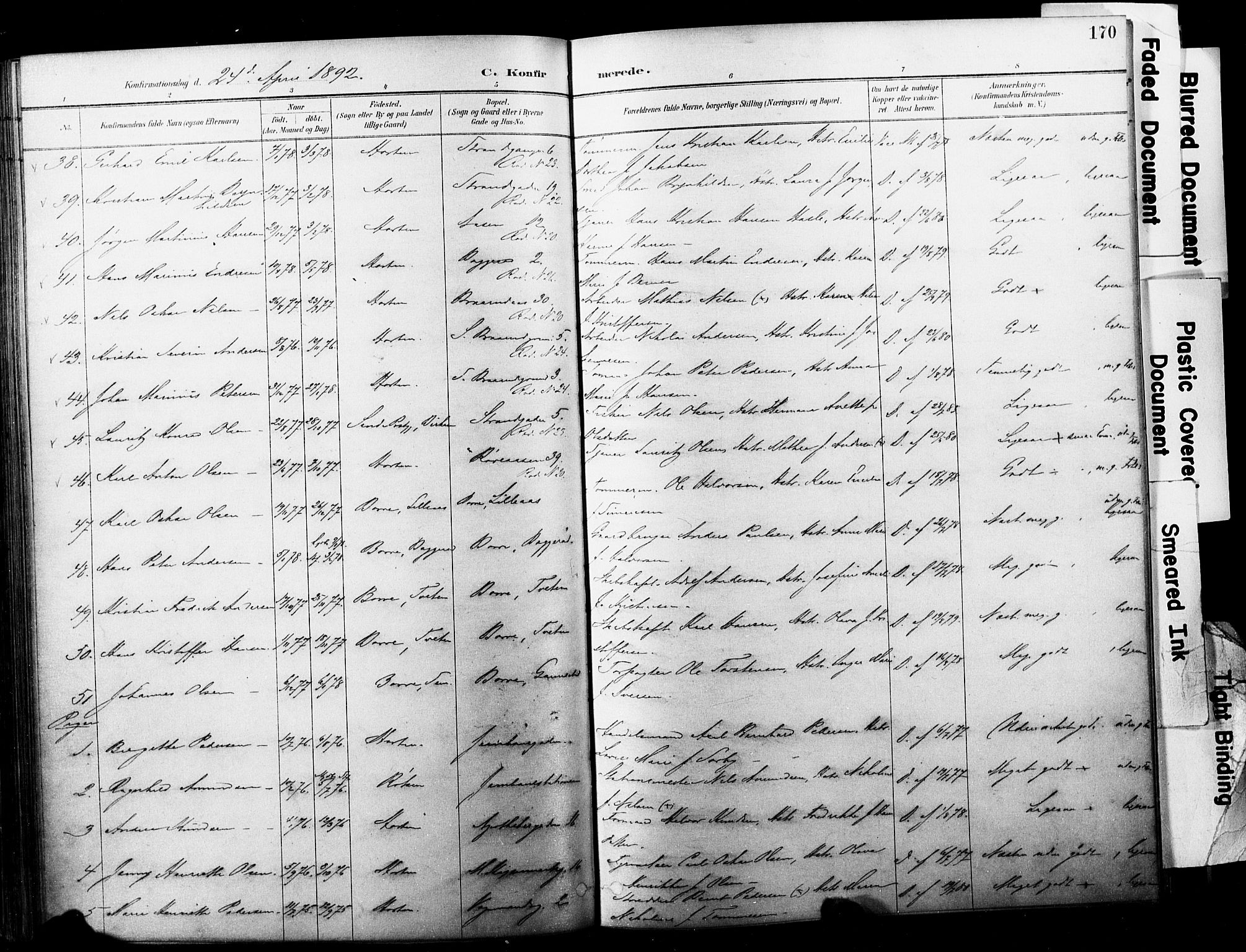 Horten kirkebøker, SAKO/A-348/F/Fa/L0004: Parish register (official) no. 4, 1888-1895, p. 170