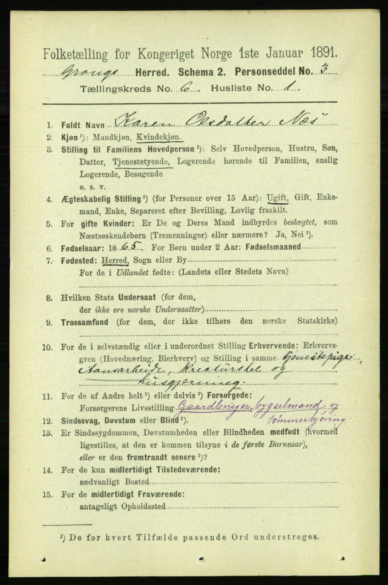 RA, 1891 census for 1742 Grong, 1891, p. 2334