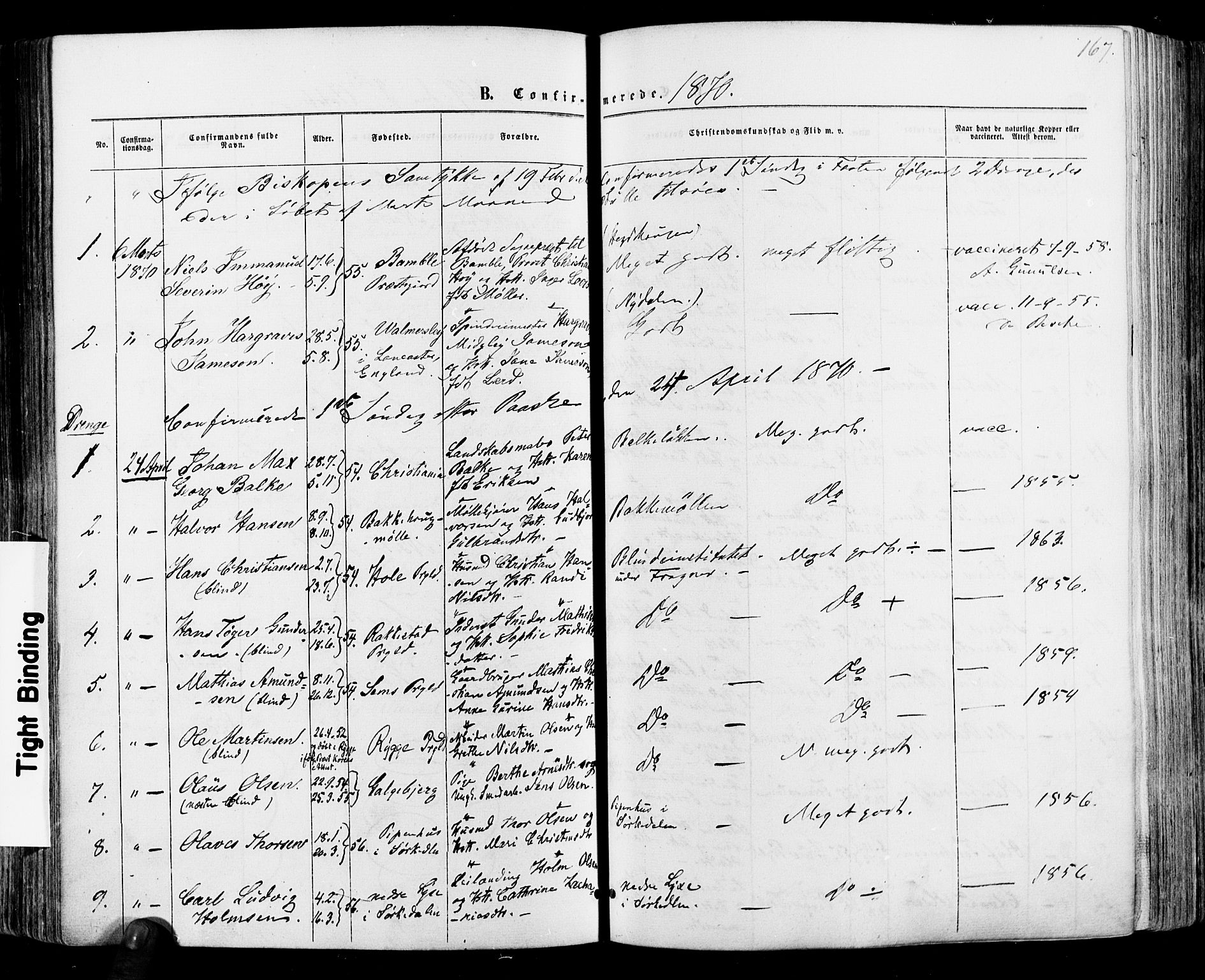 Vestre Aker prestekontor Kirkebøker, SAO/A-10025/F/Fa/L0005: Parish register (official) no. 5, 1859-1877, p. 167