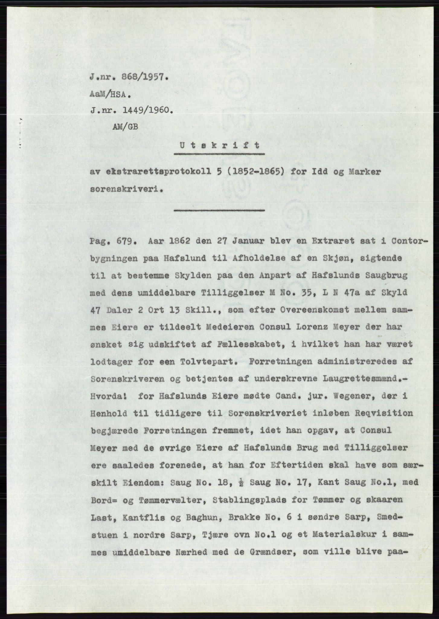 Statsarkivet i Oslo, AV/SAO-A-10621/Z/Zd/L0007: Avskrifter, j.nr 804-1436/1957, 1957, p. 22