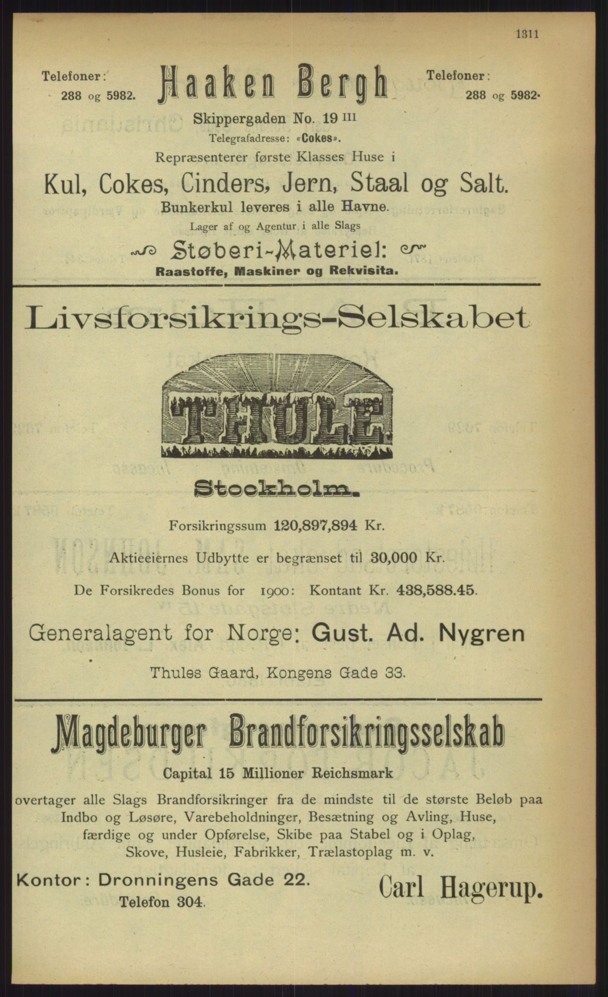 Kristiania/Oslo adressebok, PUBL/-, 1903, p. 1311