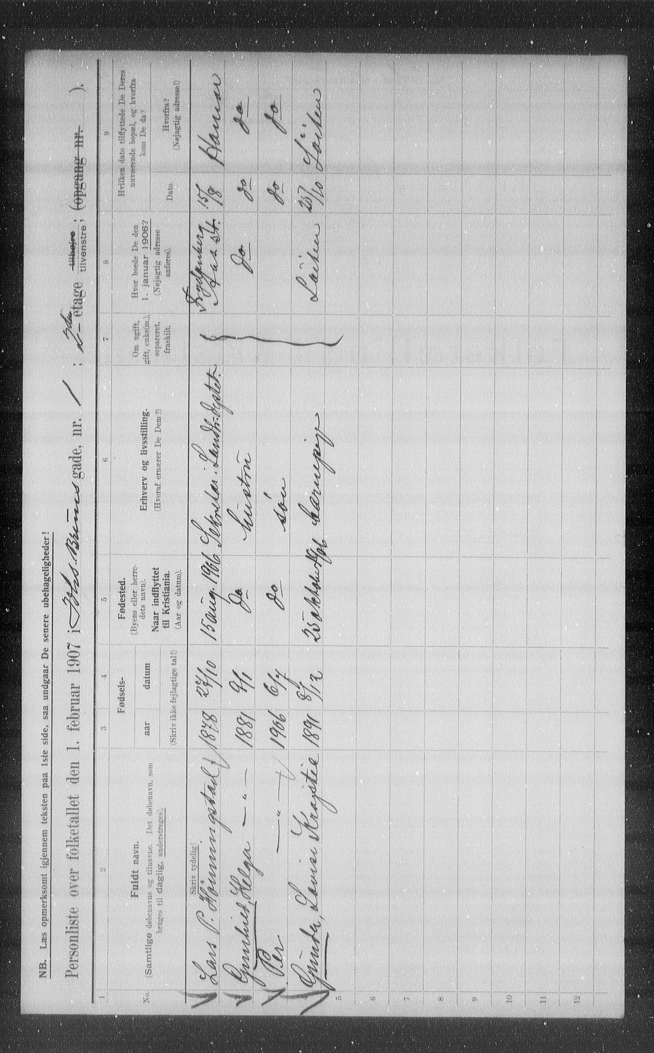 OBA, Municipal Census 1907 for Kristiania, 1907, p. 24035