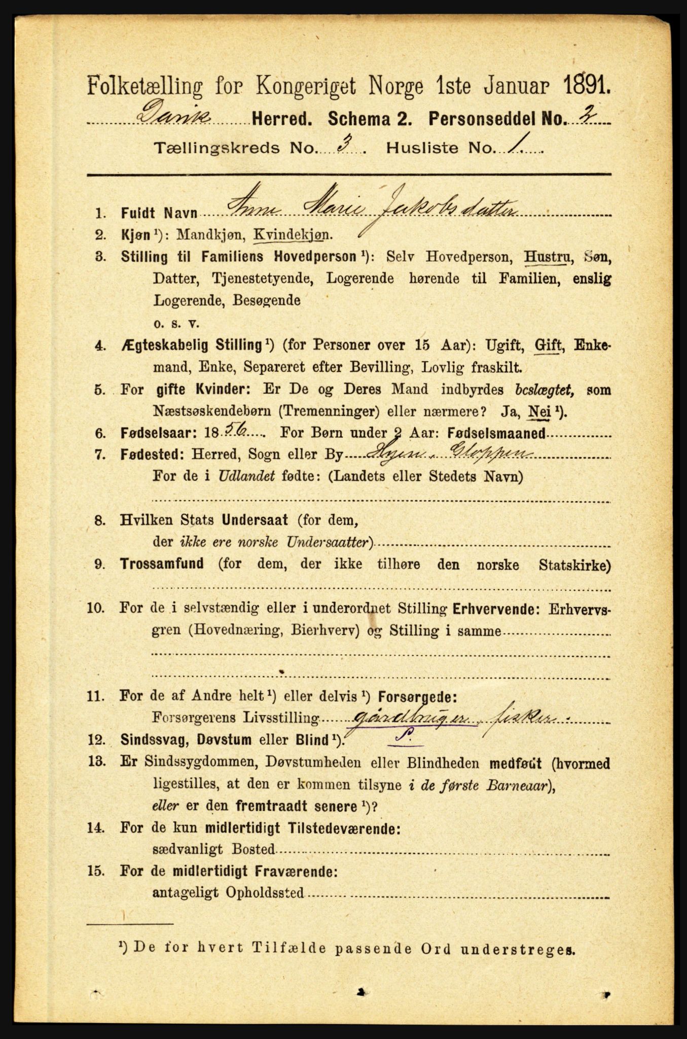 RA, 1891 census for 1442 Davik, 1891, p. 981