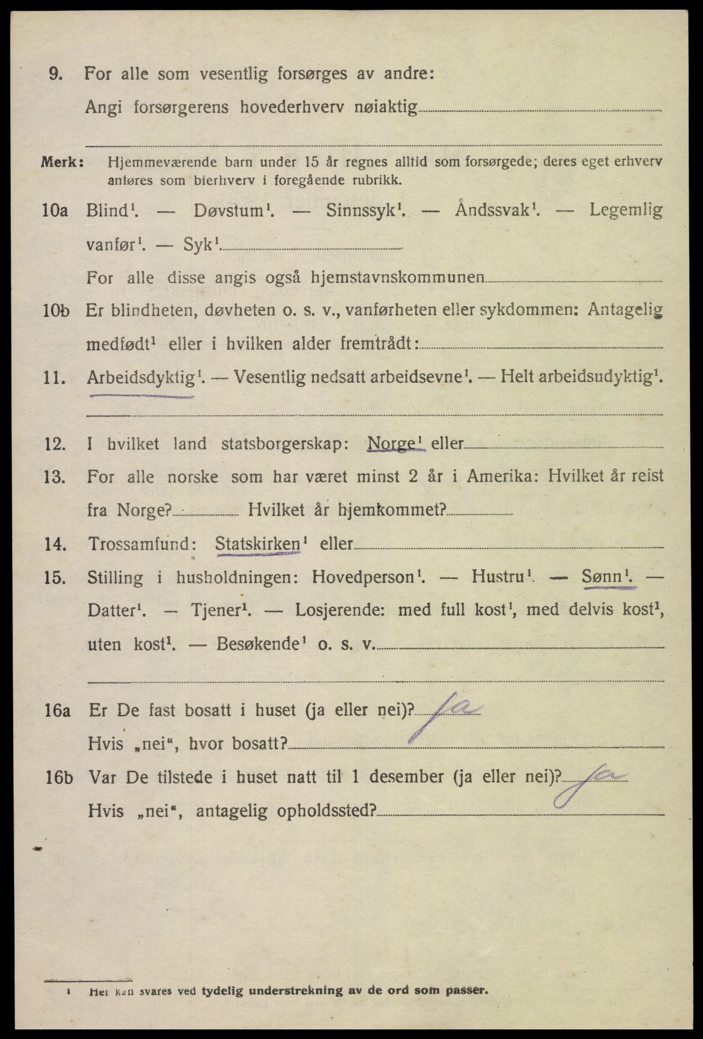 SAK, 1920 census for Øyestad, 1920, p. 6399