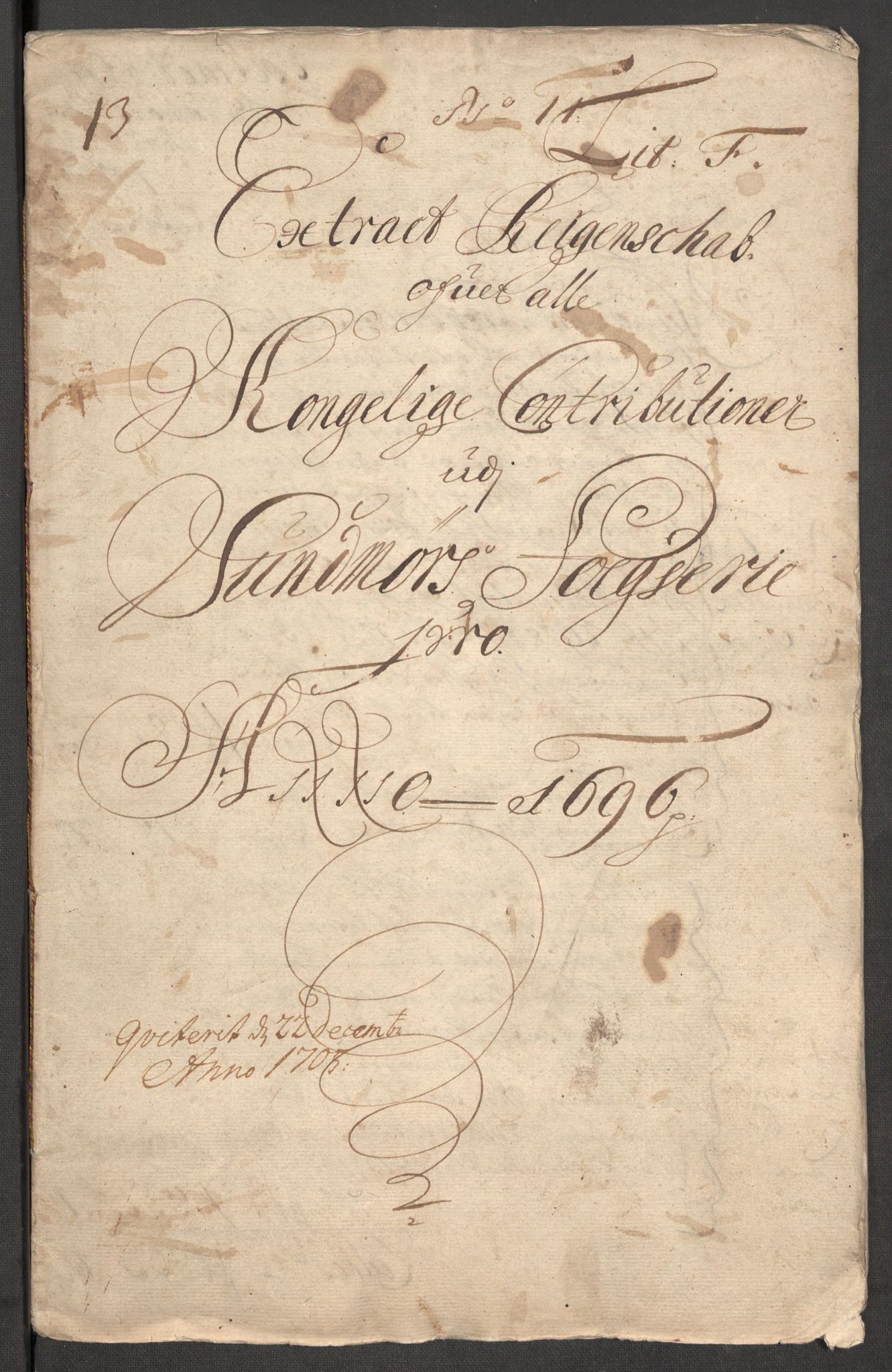 Rentekammeret inntil 1814, Reviderte regnskaper, Fogderegnskap, RA/EA-4092/R54/L3556: Fogderegnskap Sunnmøre, 1696-1698, p. 3