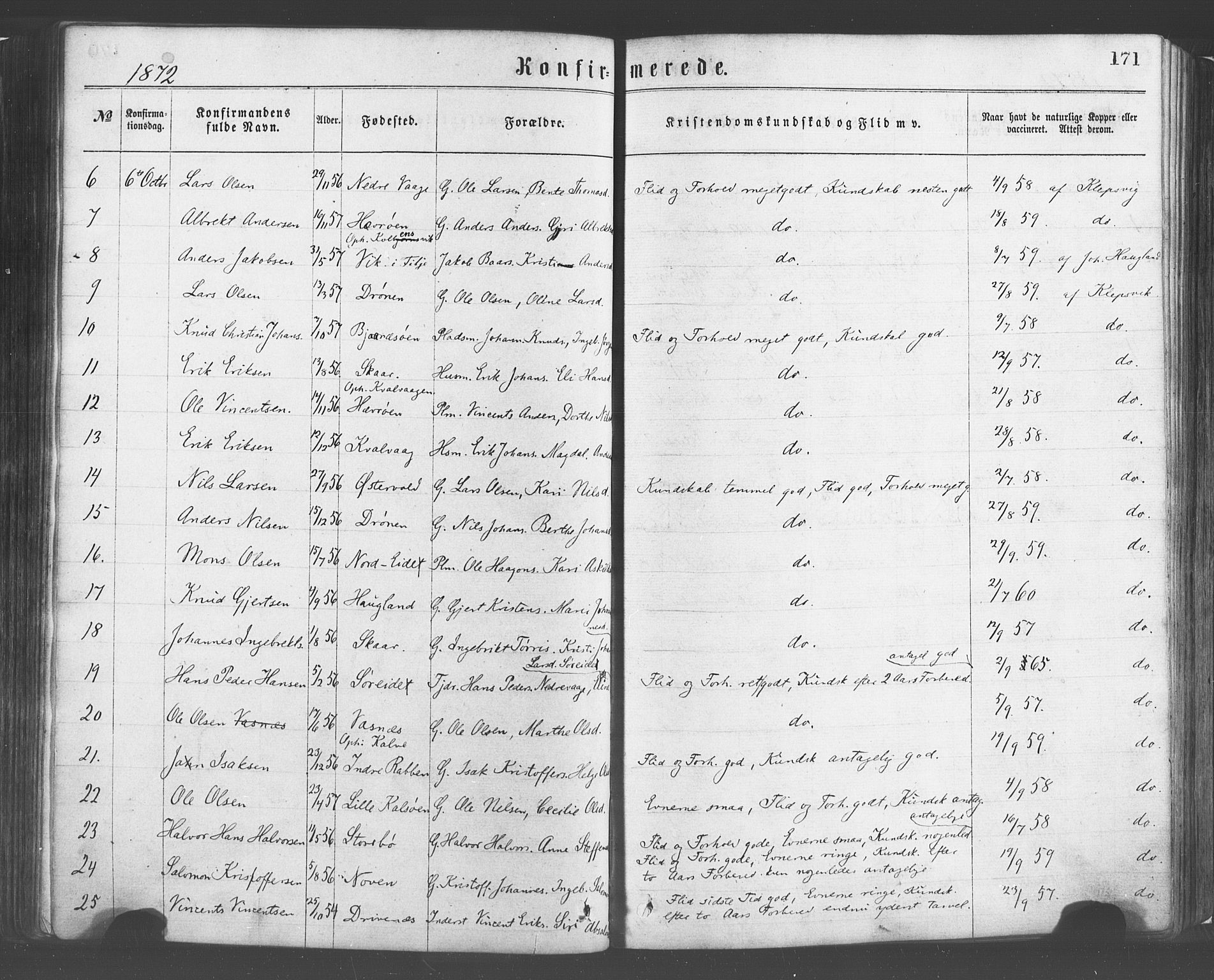 Sund sokneprestembete, AV/SAB-A-99930: Parish register (official) no. A 15, 1867-1881, p. 171