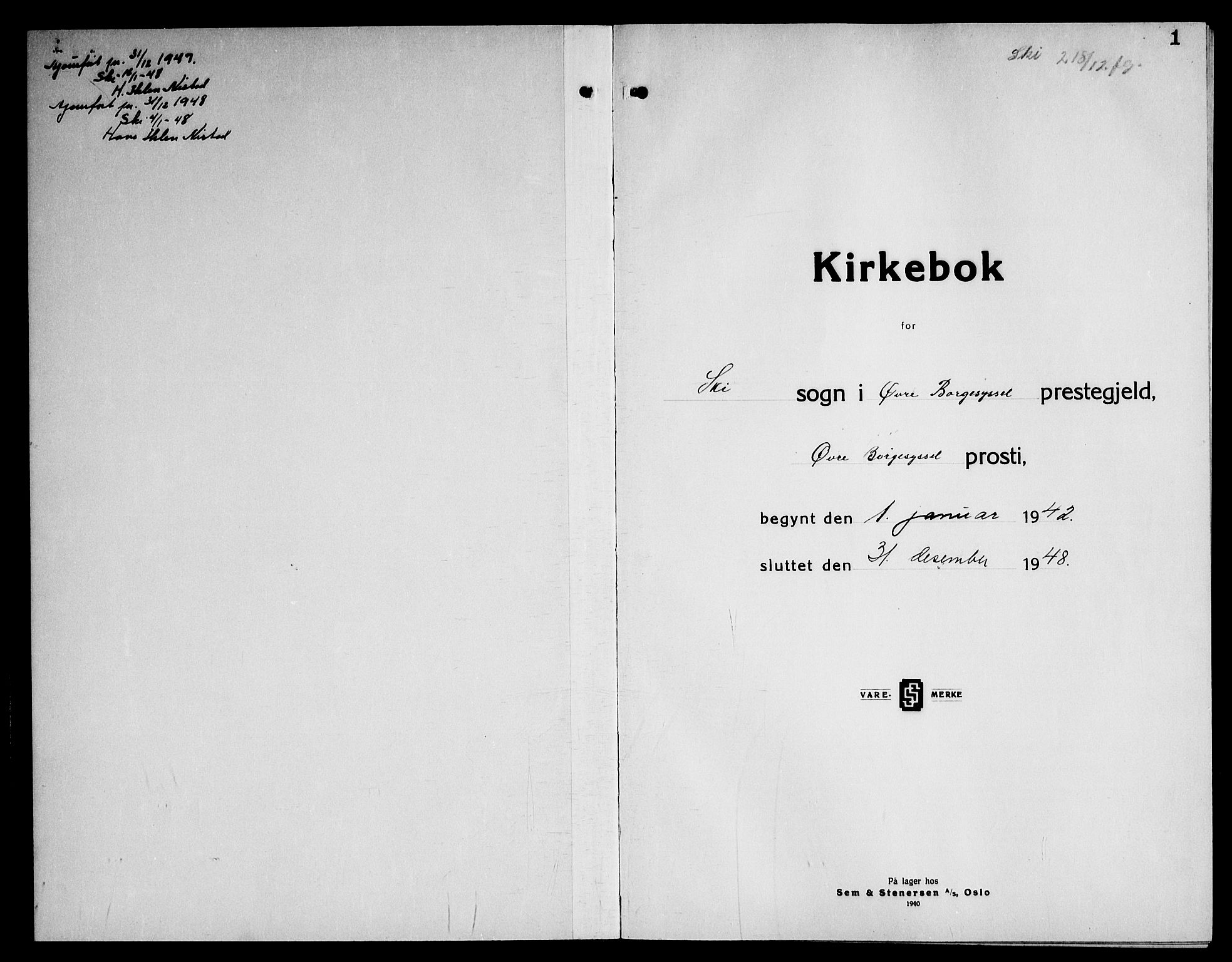 Kråkstad prestekontor Kirkebøker, AV/SAO-A-10125a/G/Gb/L0003: Parish register (copy) no. II 3, 1942-1948, p. 1