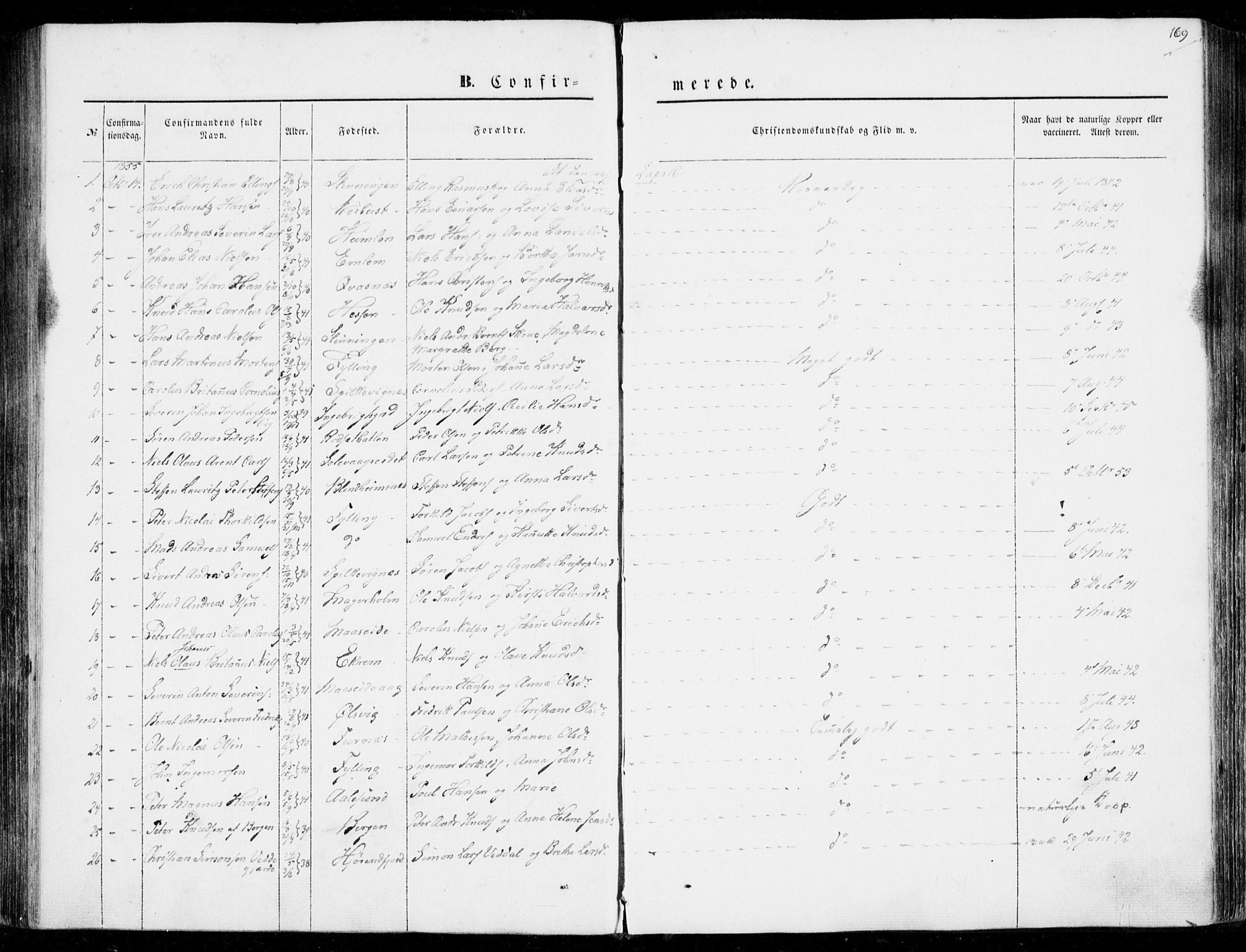 Ministerialprotokoller, klokkerbøker og fødselsregistre - Møre og Romsdal, AV/SAT-A-1454/528/L0397: Parish register (official) no. 528A08, 1848-1858, p. 169
