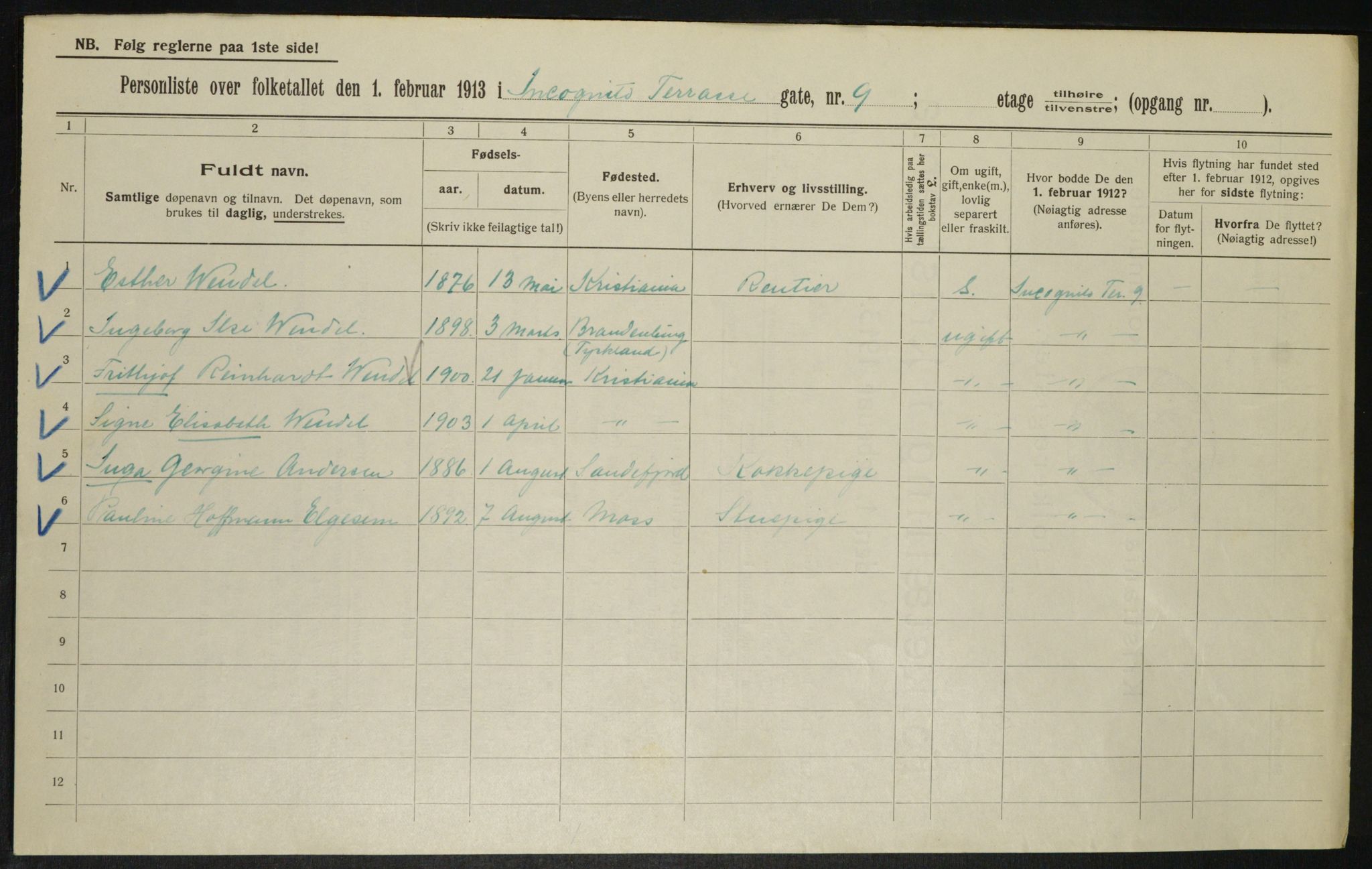 OBA, Municipal Census 1913 for Kristiania, 1913, p. 44287