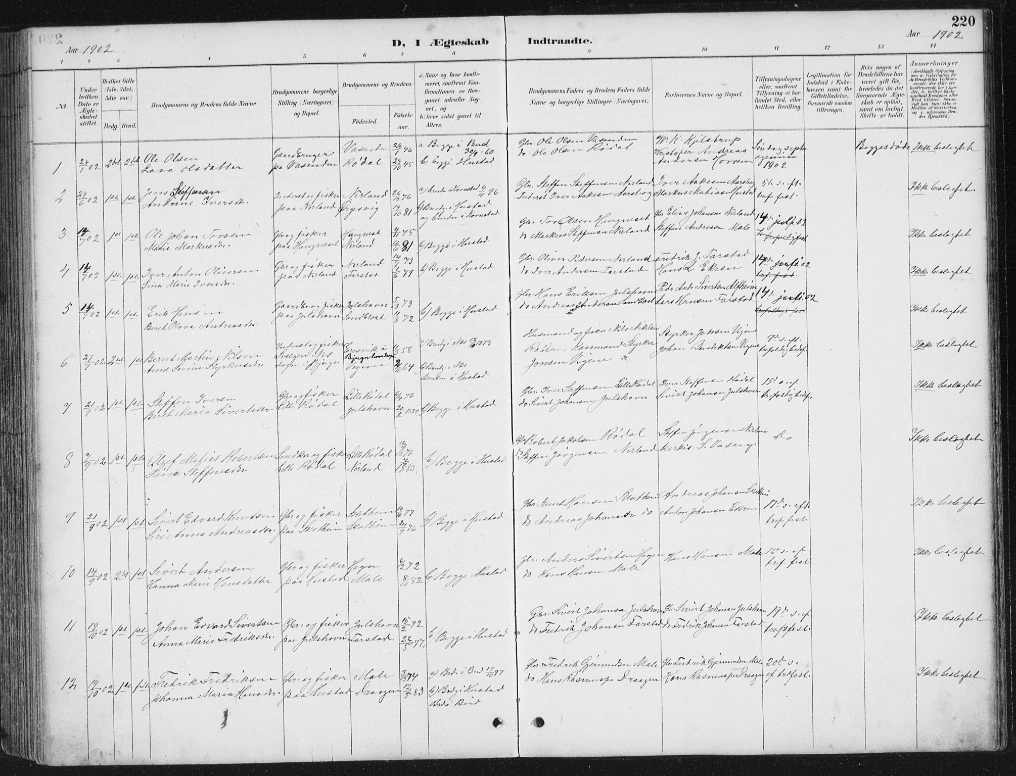 Ministerialprotokoller, klokkerbøker og fødselsregistre - Møre og Romsdal, AV/SAT-A-1454/567/L0783: Parish register (copy) no. 567C03, 1887-1903, p. 220