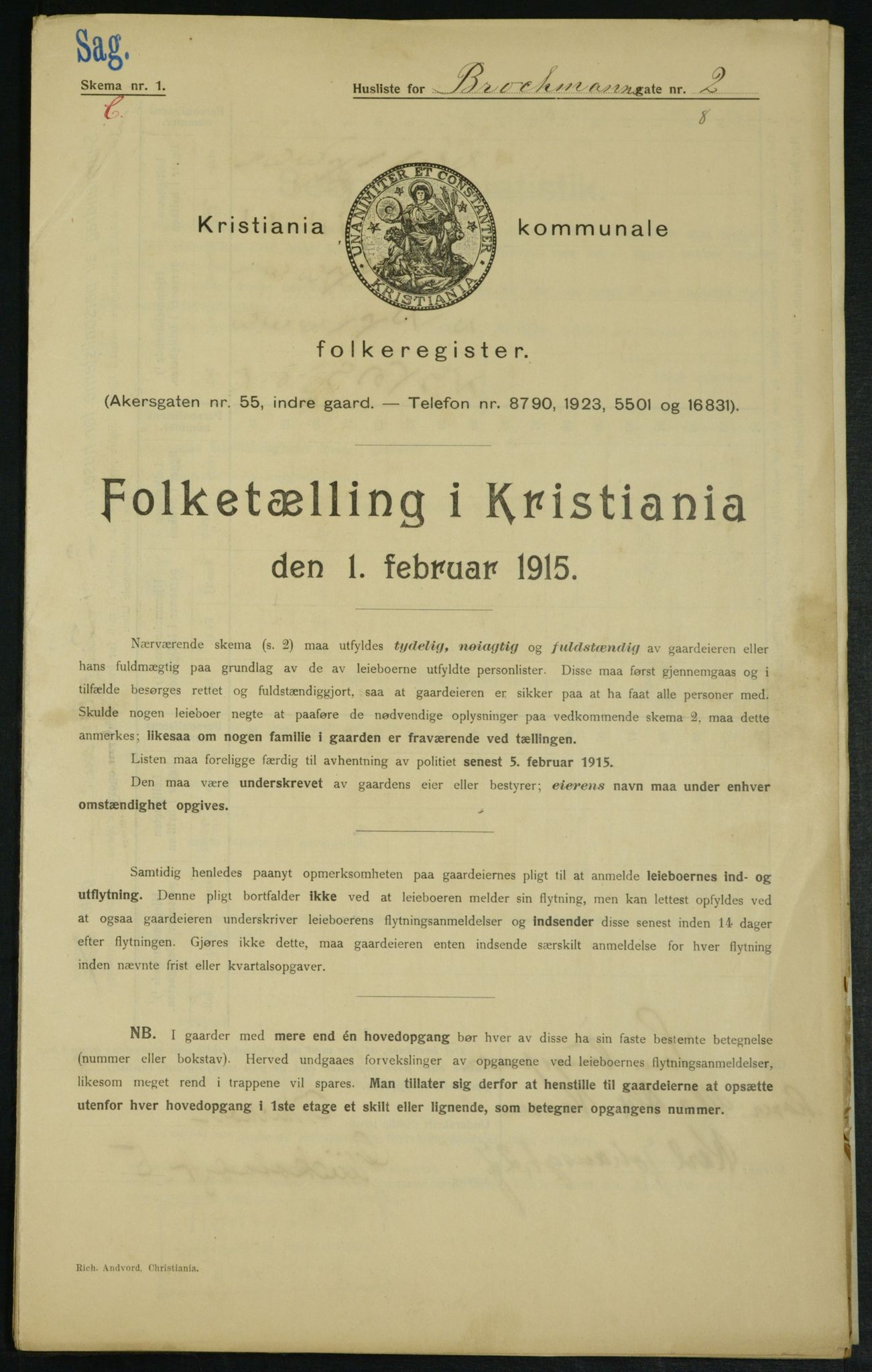 OBA, Municipal Census 1915 for Kristiania, 1915, p. 9551