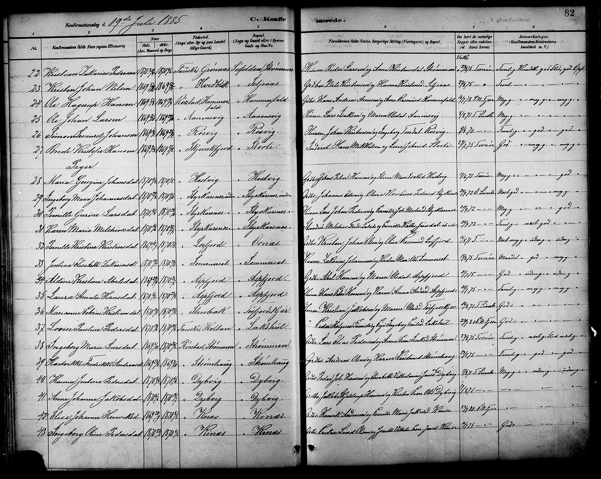 Ministerialprotokoller, klokkerbøker og fødselsregistre - Nordland, SAT/A-1459/854/L0777: Parish register (official) no. 854A01 /1, 1883-1891, p. 82