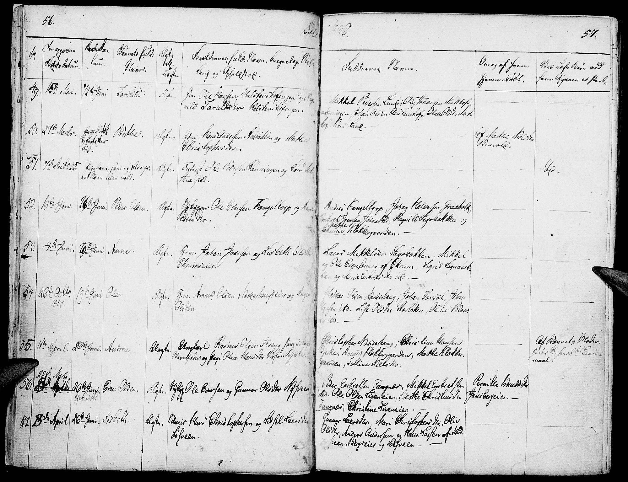 Løten prestekontor, SAH/PREST-022/K/Ka/L0006: Parish register (official) no. 6, 1832-1849, p. 56-57