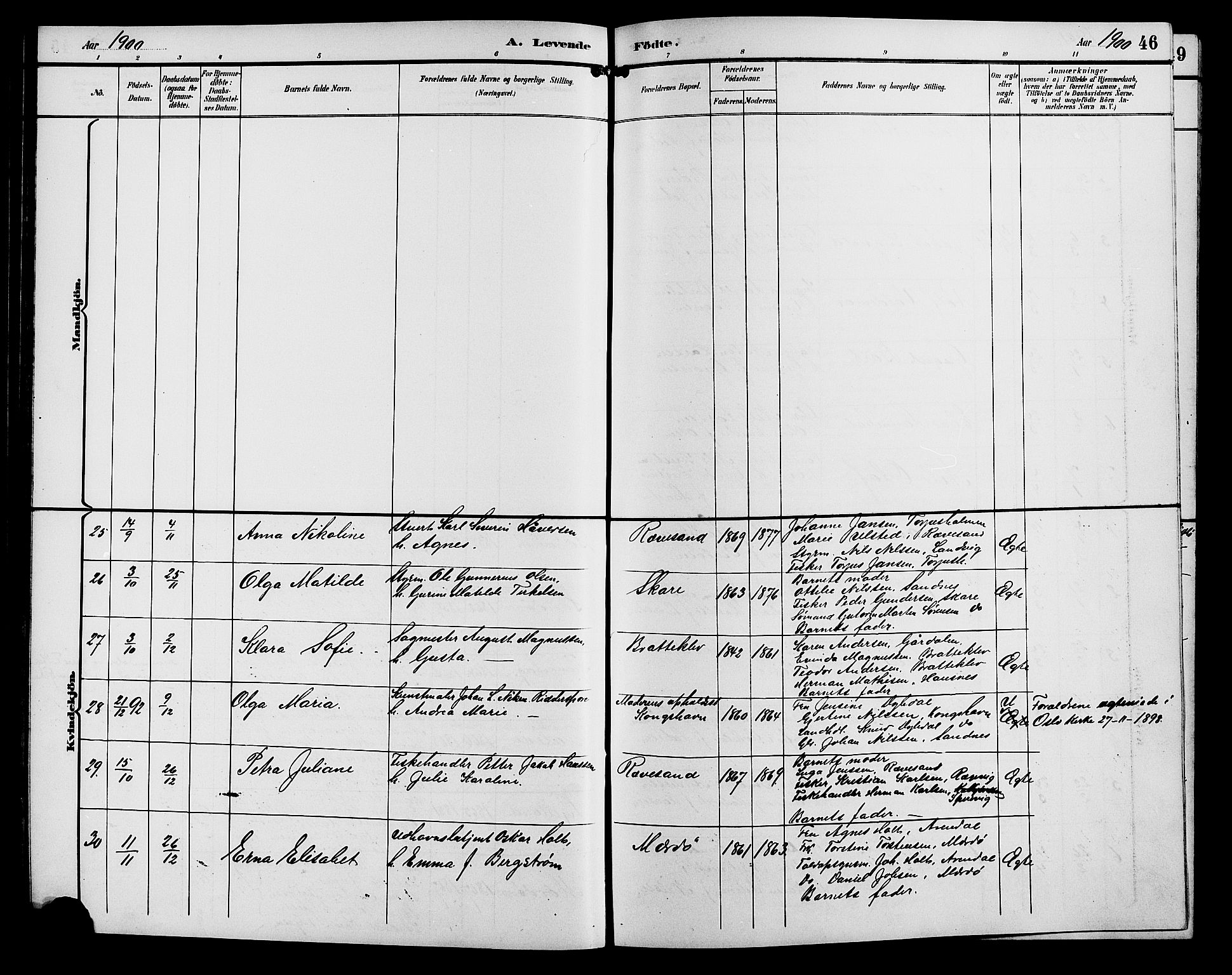 Tromøy sokneprestkontor, AV/SAK-1111-0041/F/Fb/L0006: Parish register (copy) no. B 6, 1892-1907, p. 46