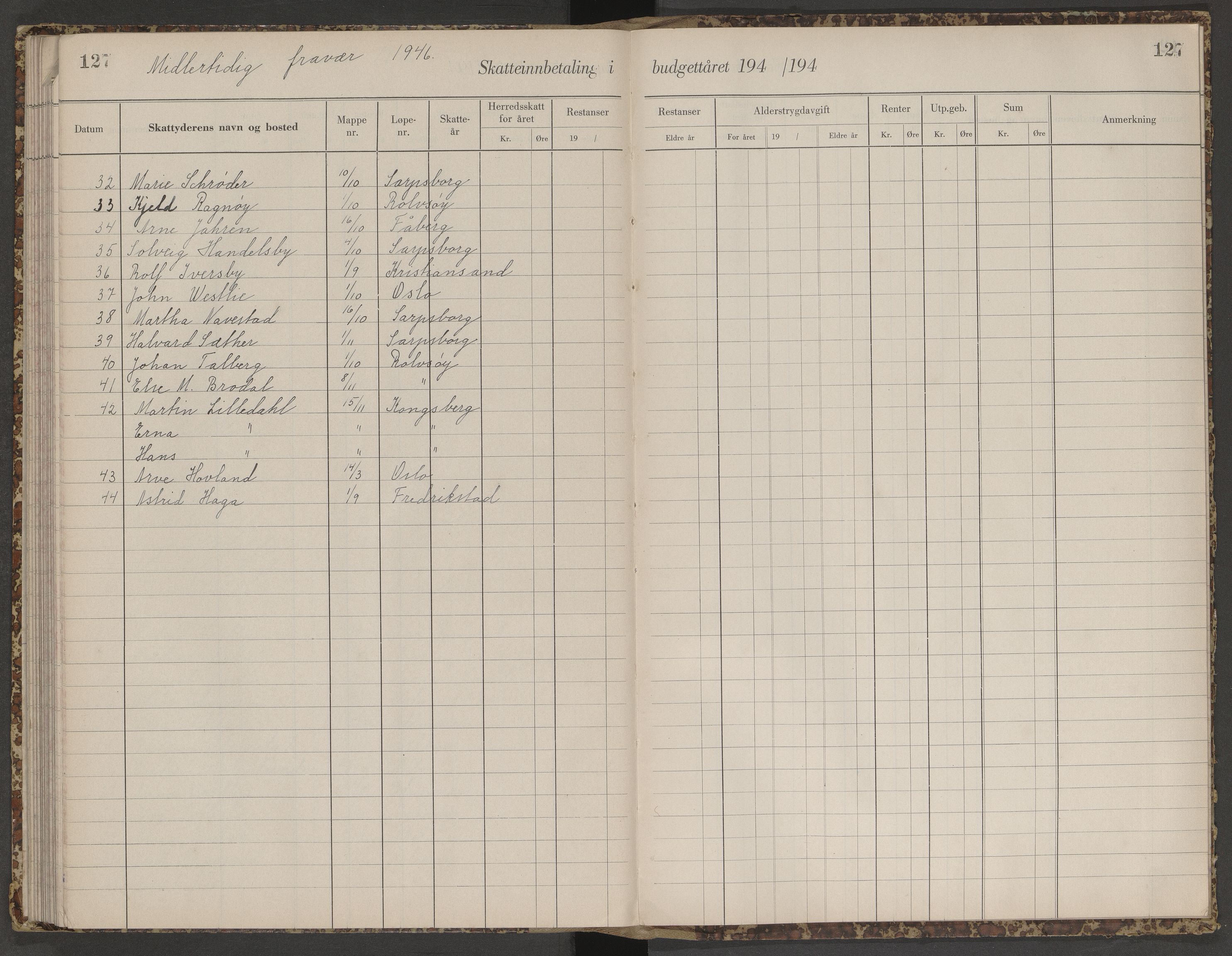 Skjeberg folkeregister, AV/SAO-A-10495/K/Ka/L0003: Fortegnelse over inn- og utflyttede, 1943-1947, p. 127