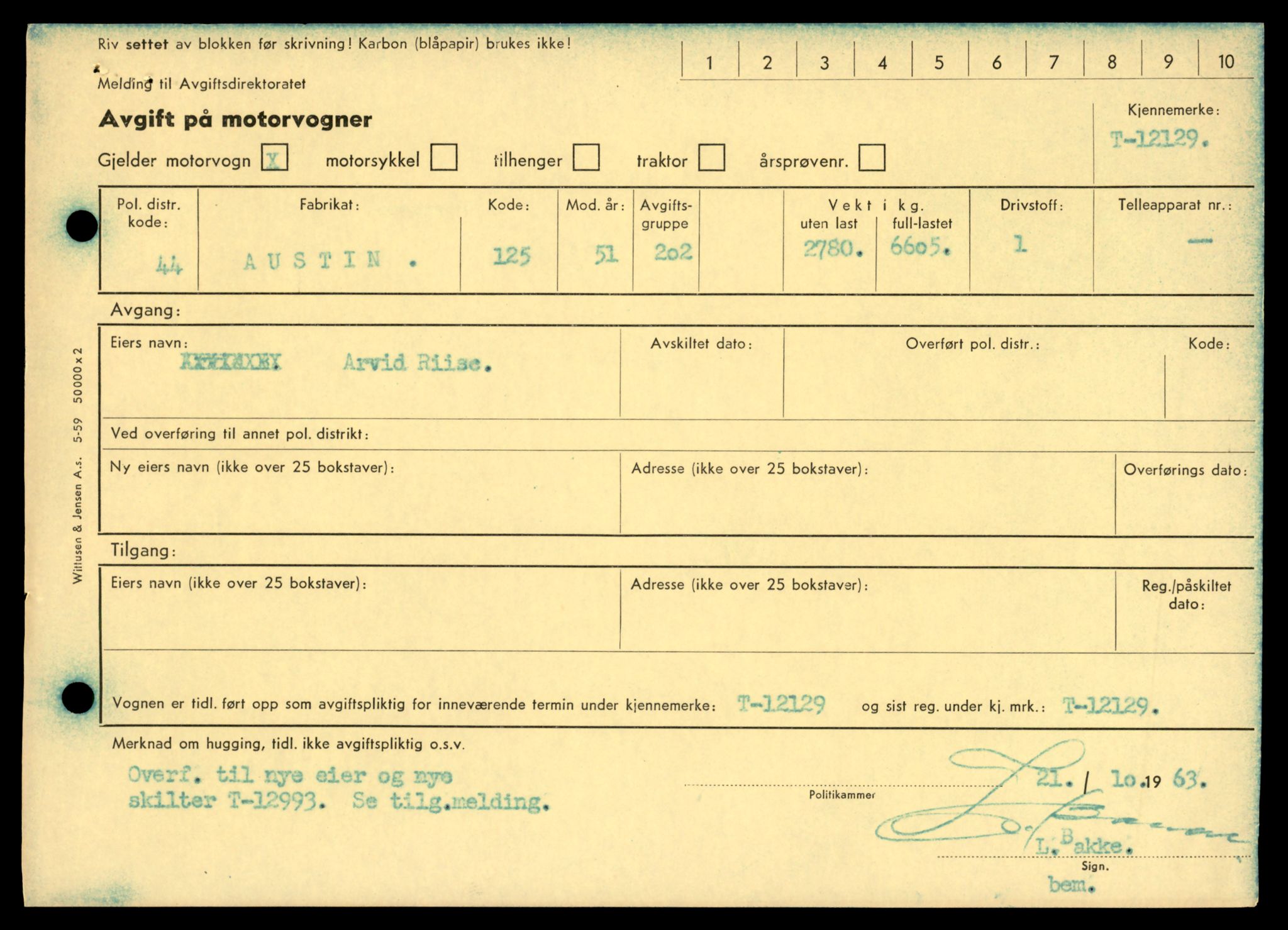 Møre og Romsdal vegkontor - Ålesund trafikkstasjon, AV/SAT-A-4099/F/Fe/L0036: Registreringskort for kjøretøy T 12831 - T 13030, 1927-1998, p. 2369