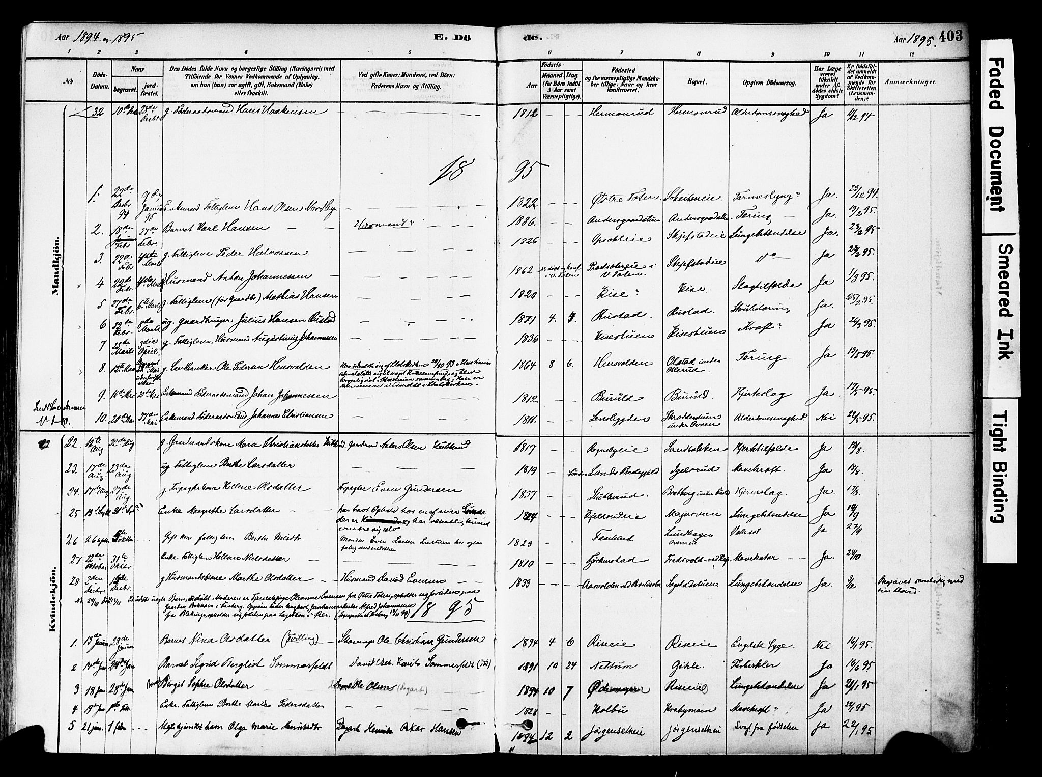 Østre Toten prestekontor, AV/SAH-PREST-104/H/Ha/Haa/L0006: Parish register (official) no. 6 /1, 1878-1896, p. 403